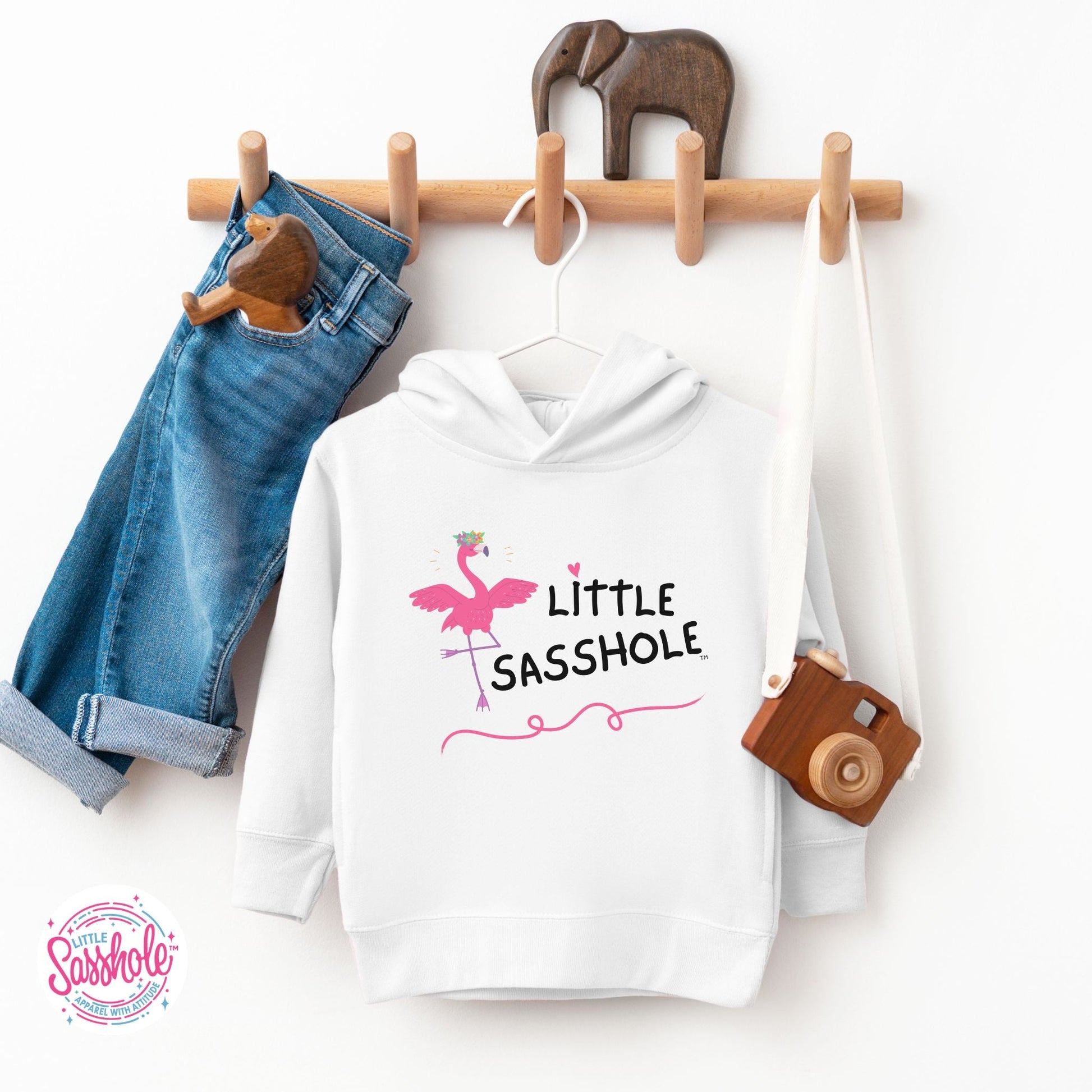 Flamingo Frenzy: Little Sasshole™ Toddler Girl's Hoodie - Funny Graphic Tee by Sasshole® Clothing