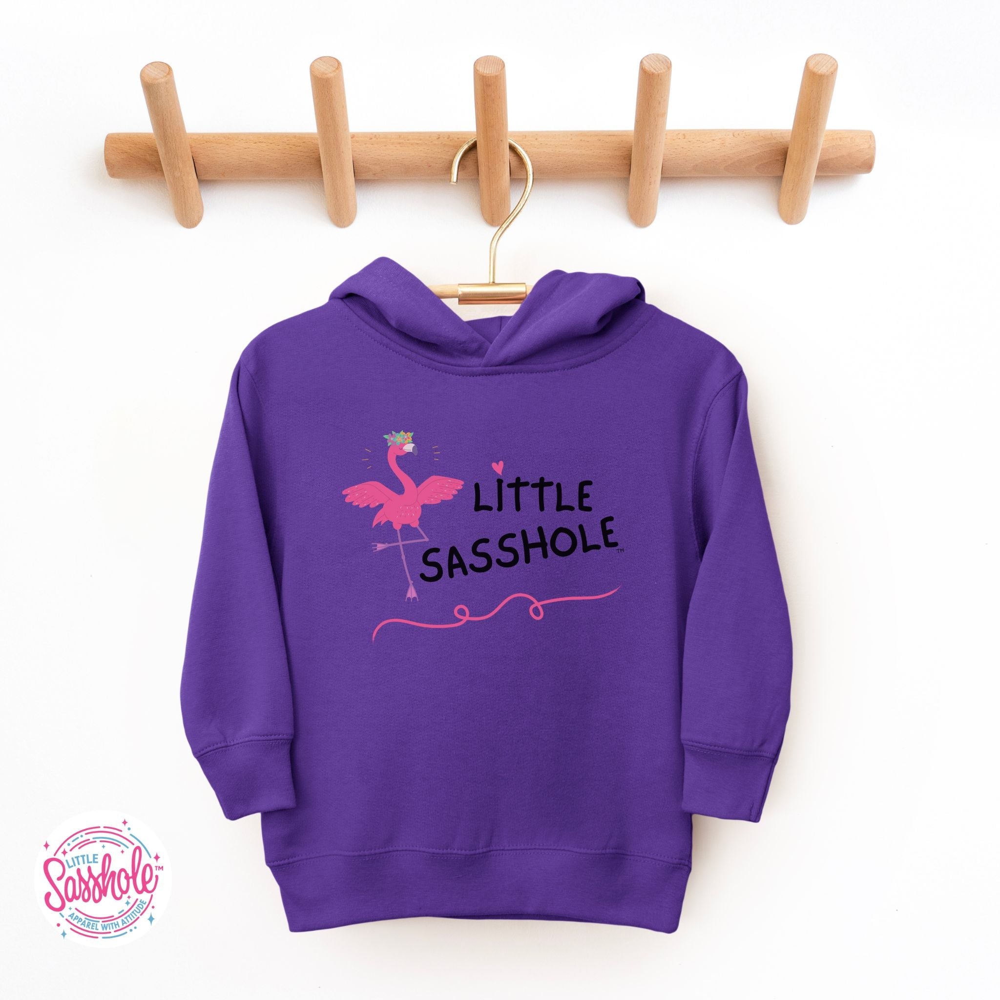 Image of Flamingo Frenzy: Little Sasshole™ Toddler Girl's Hoodie - Funny Graphic Tee by Sasshole® Clothing