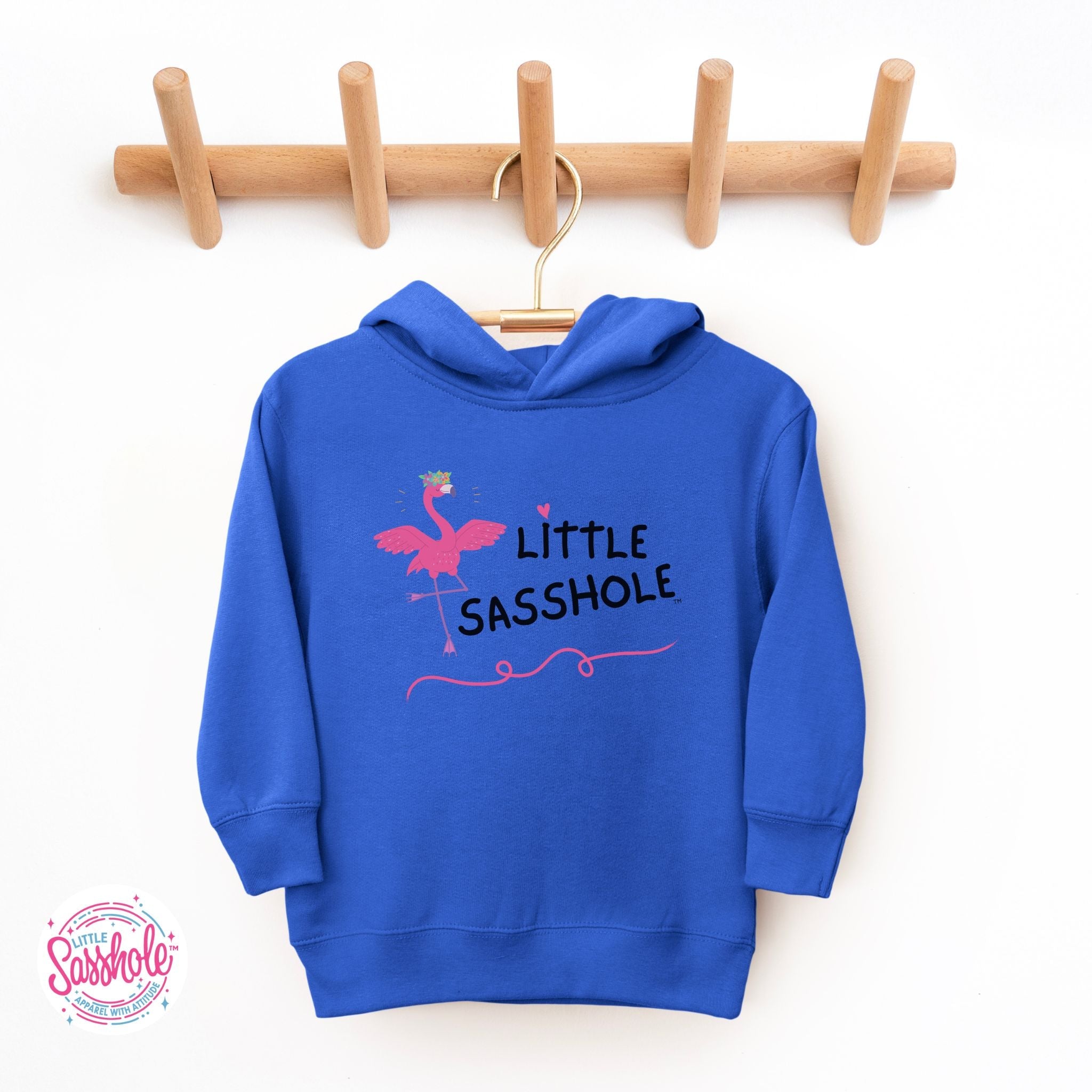 Image of Flamingo Frenzy: Little Sasshole™ Toddler Girl's Hoodie - Funny Graphic Tee by Sasshole® Clothing