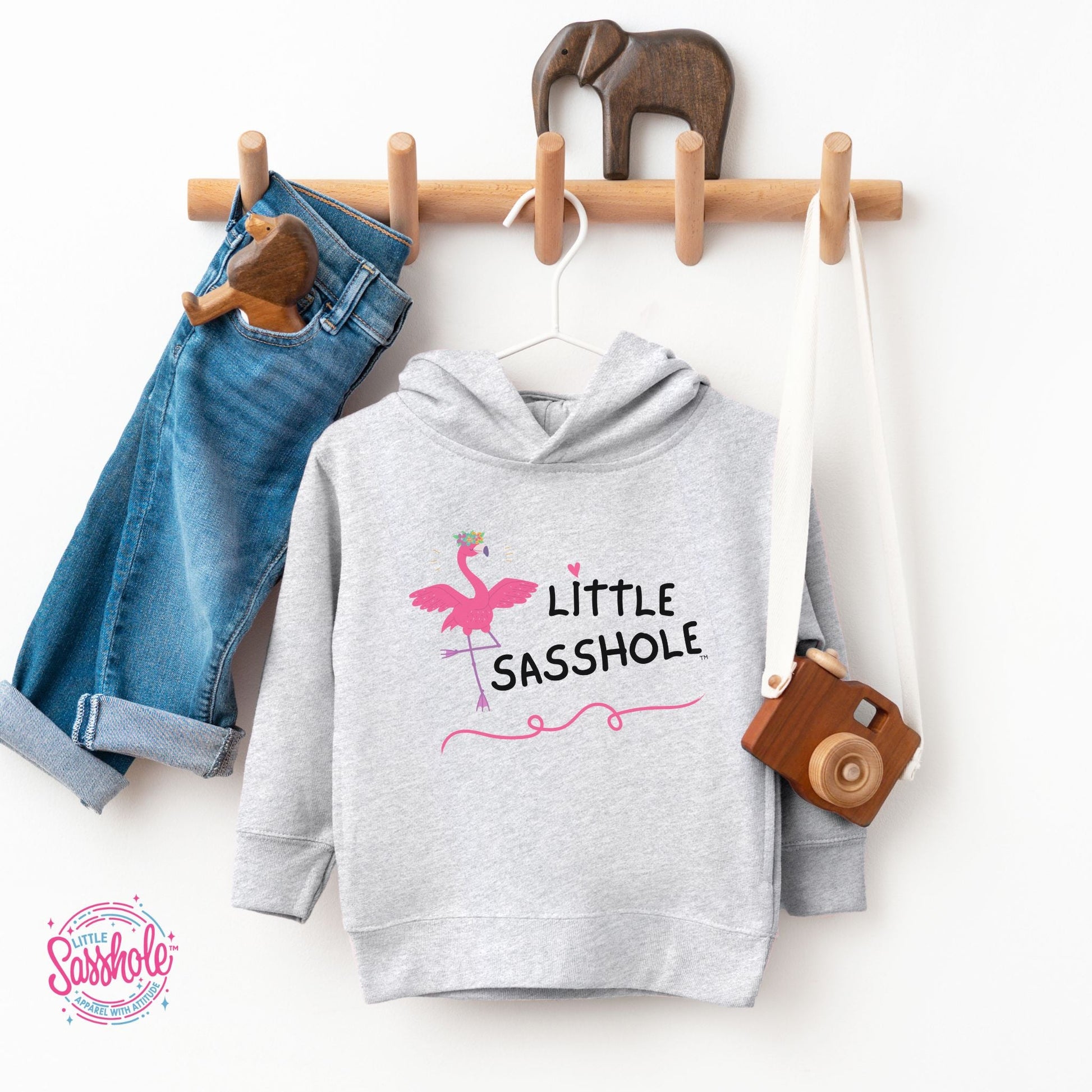 Flamingo Frenzy: Little Sasshole™ Toddler Girl's Hoodie - Funny Graphic Tee by Sasshole® Clothing