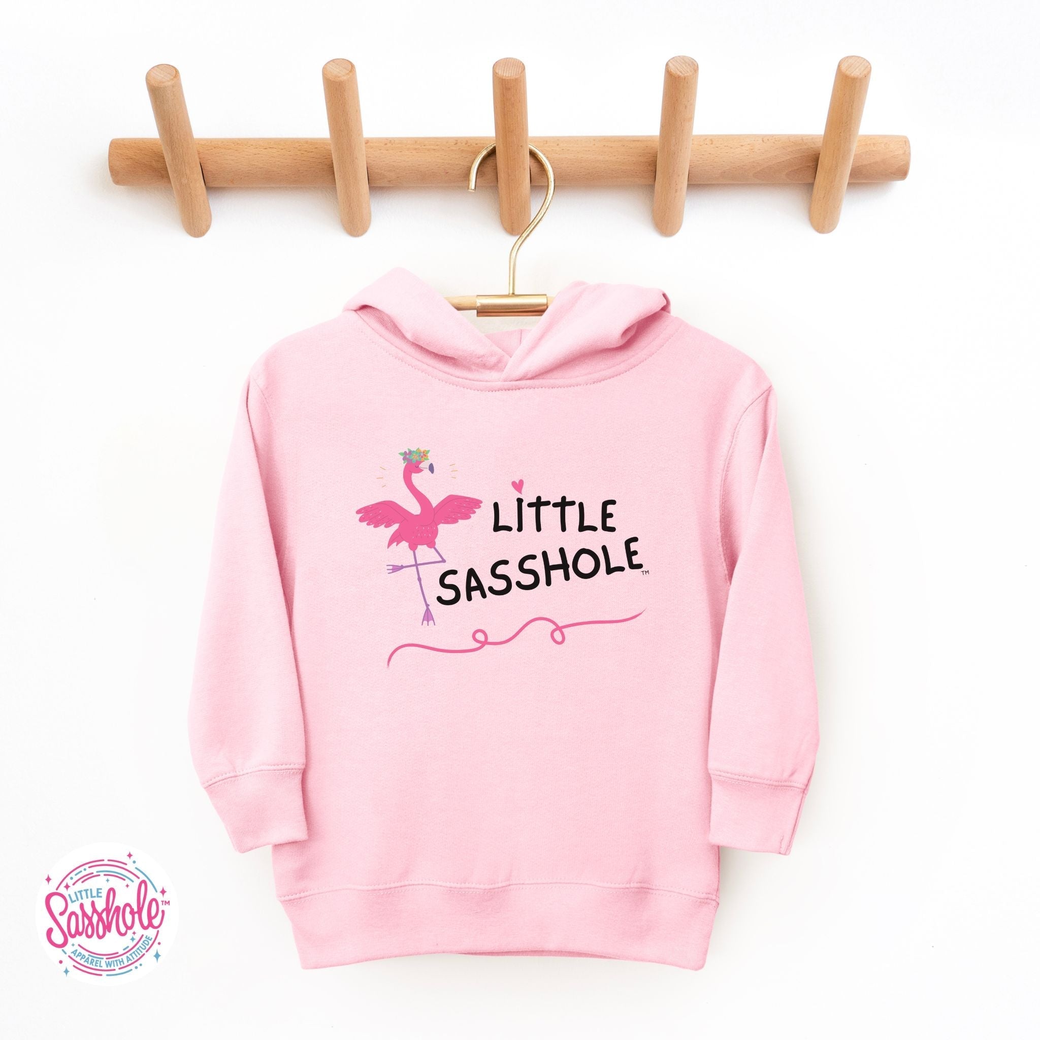 Image of “Flamingo Sass” – Little Sasshole™ Toddler Hoodie - Funny Graphic Tee by Sasshole® Clothing