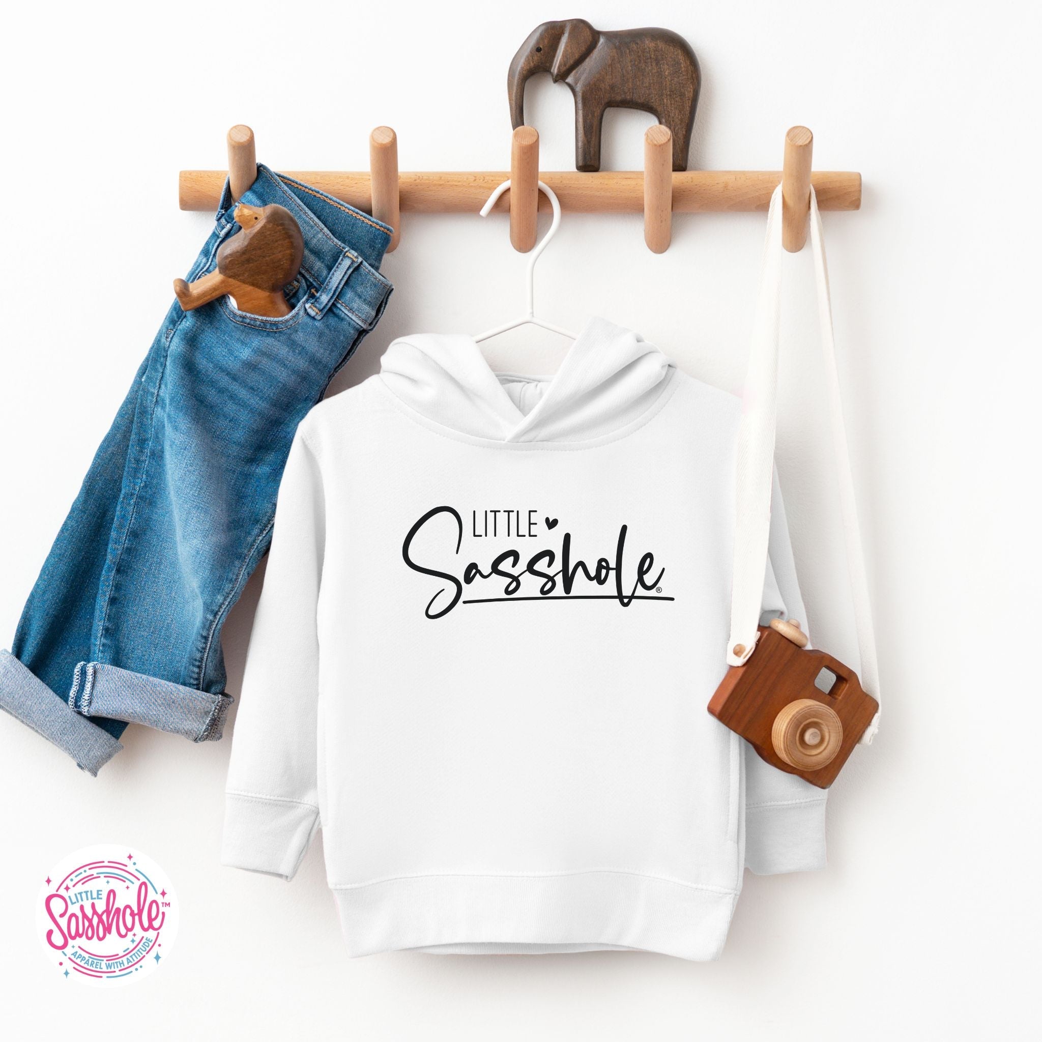Image of Hoodie Happiness: Little Sasshole™ Toddler Girl's Cute Pullover - Funny Graphic Tee by Sasshole® Clothing