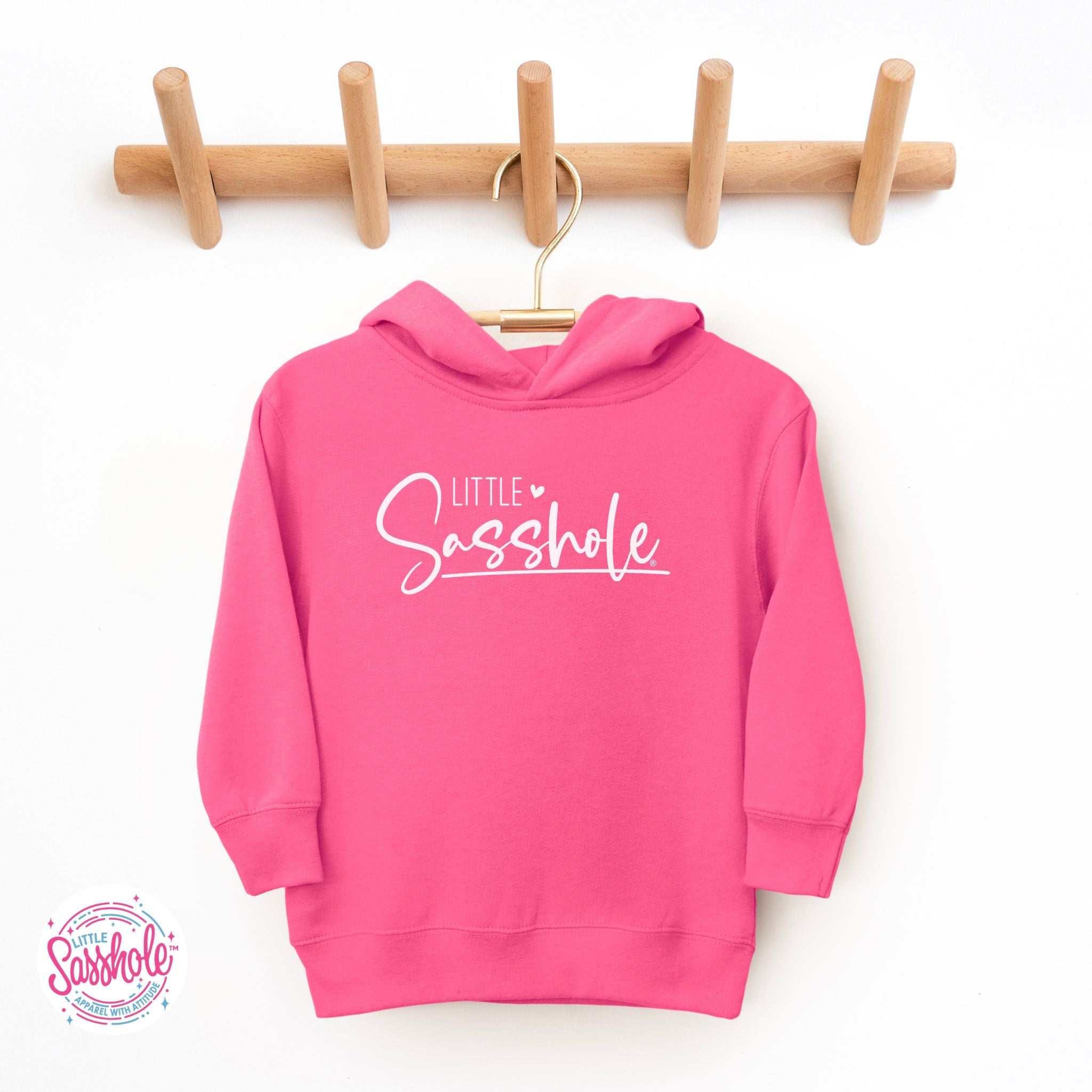 Image of Hoodie Happiness: Little Sasshole™ Toddler Girl's Playful Pullover - Funny Graphic Tee by Sasshole® Clothing
