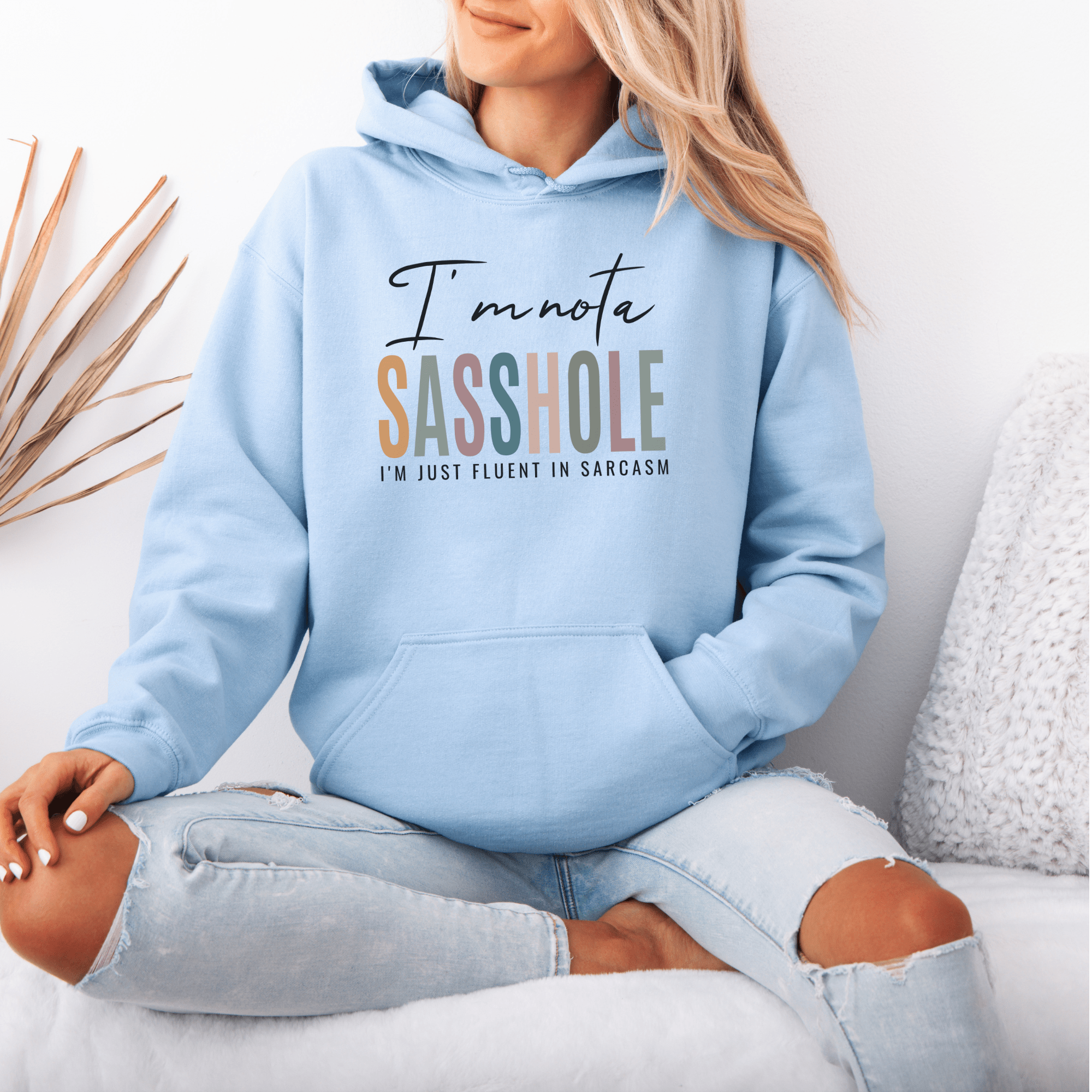 Image of I'm Not a Sasshole® Hoodie - Fluent in Sarcasm Women's Hoodie - Funny Graphic Tee by Sasshole® Clothing