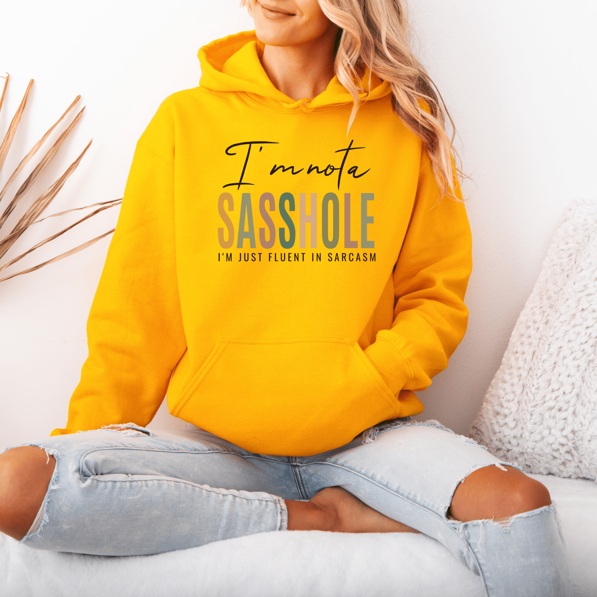 Image of I'm Not a Sasshole® Hoodie - Fluent in Sarcasm Women's Hoodie - Funny Graphic Tee by Sasshole® Clothing