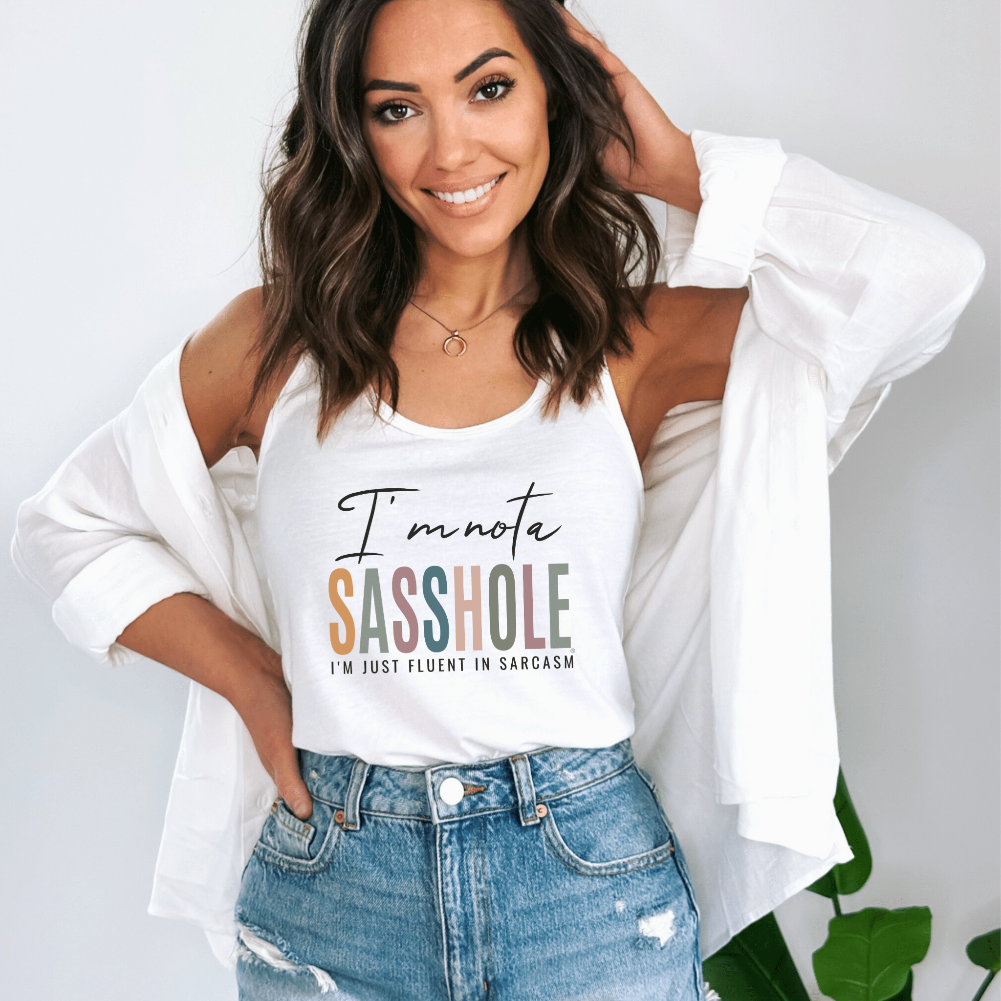 Image of I'm Not a Sasshole® Women's Tank Top - Fluent Your Sarcasm - Funny Graphic Tee by Sasshole® Clothing