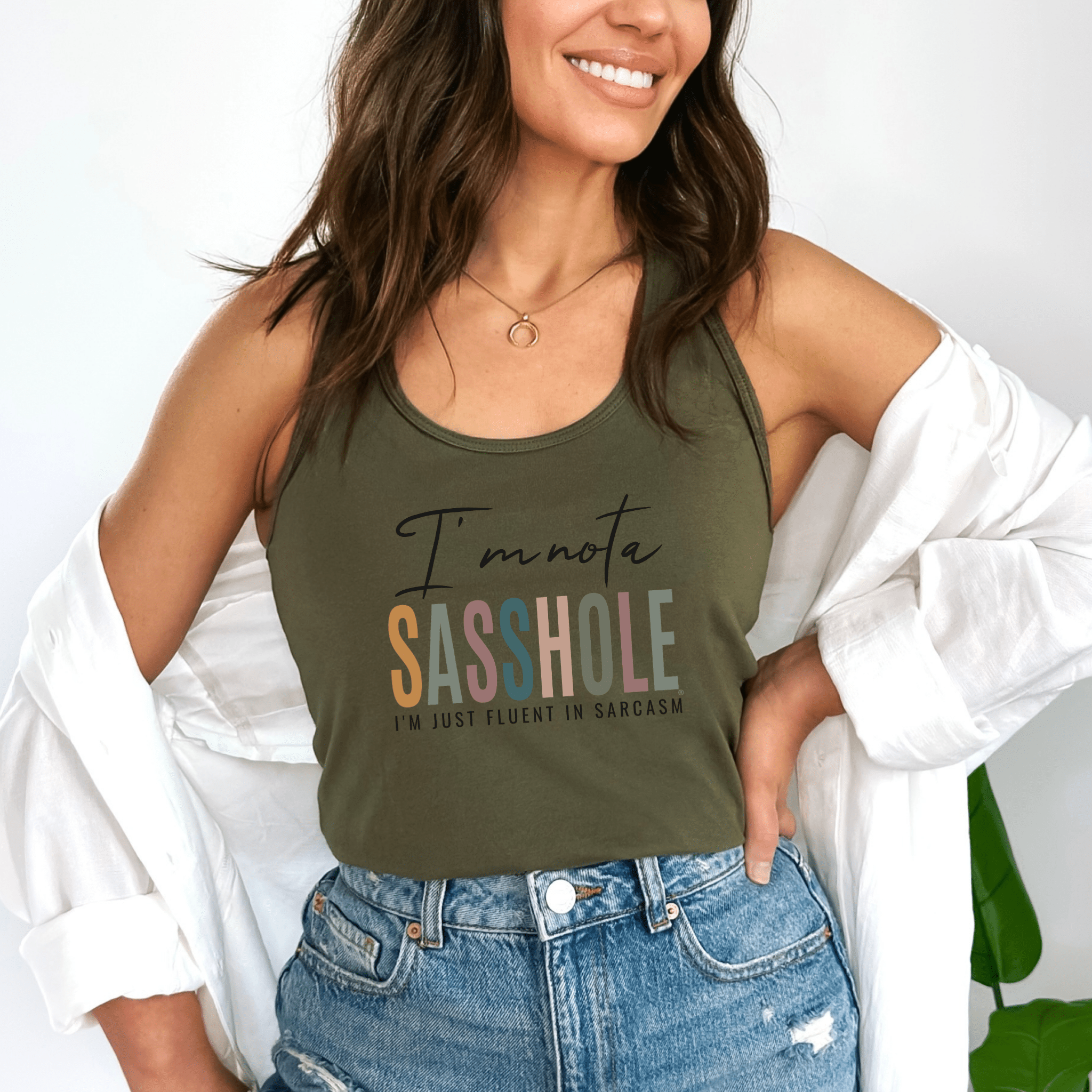 Image of I'm Not a Sasshole® Women's Tank Top - Fluent Your Sarcasm - Funny Graphic Tee by Sasshole® Clothing