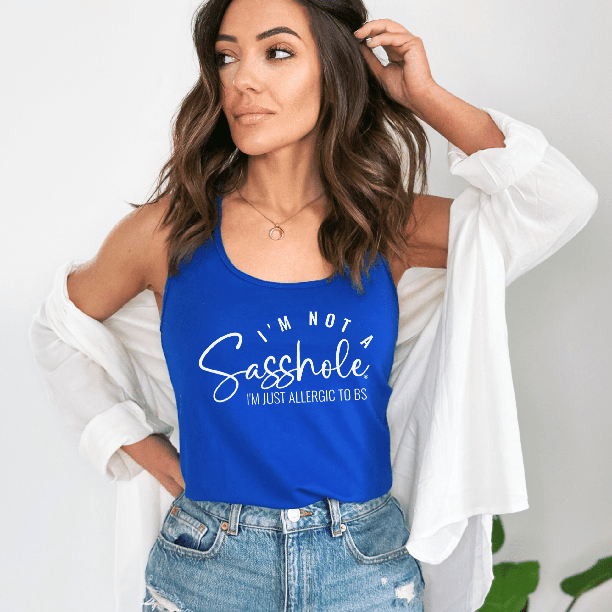 I'm Not a Sasshole® Women's Tank Tops - Just Allergic to BS - Funny Graphic Tee by Sasshole® Clothing