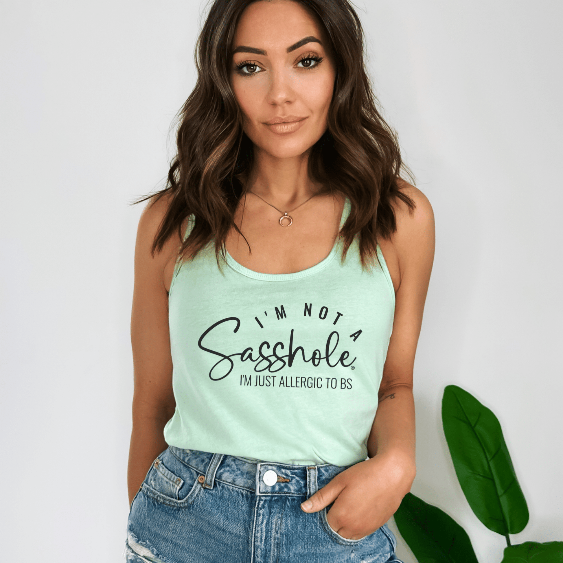 I'm Not a Sasshole® Women's Tank Tops - Just Allergic to BS - Funny Graphic Tee by Sasshole® Clothing