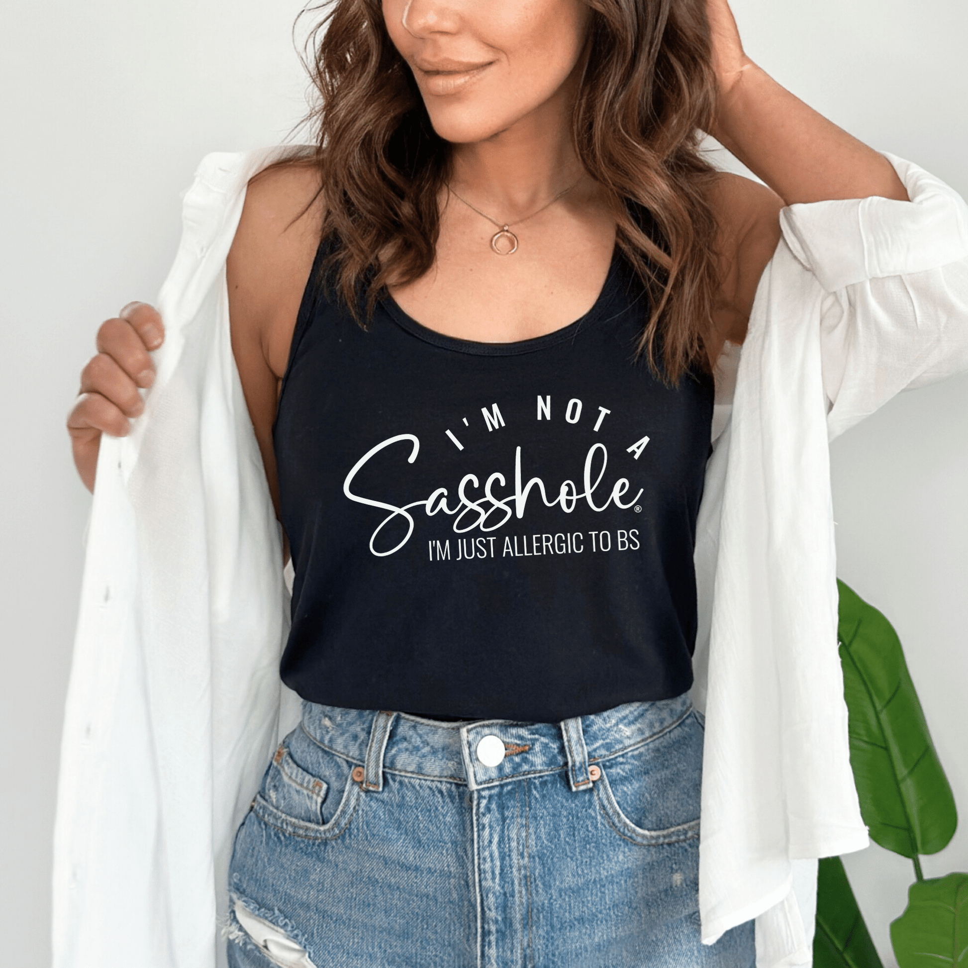 I'm Not a Sasshole® Women's Tank Tops - Just Allergic to BS - Funny Graphic Tee by Sasshole® Clothing