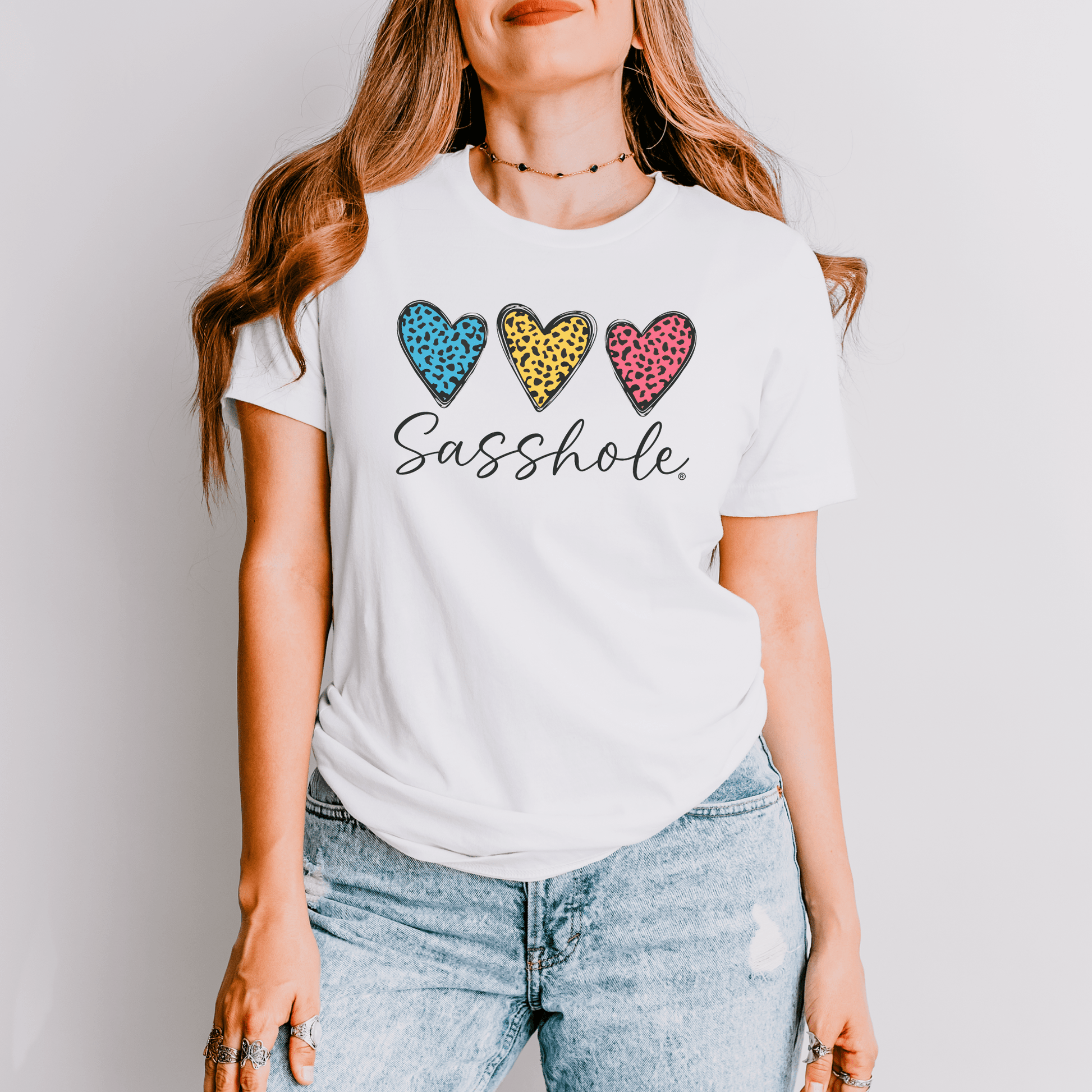 Leopard Heart Sasshole® Women's T-shirts - Wildly Chic - Funny Graphic Tee by Sasshole® Clothing