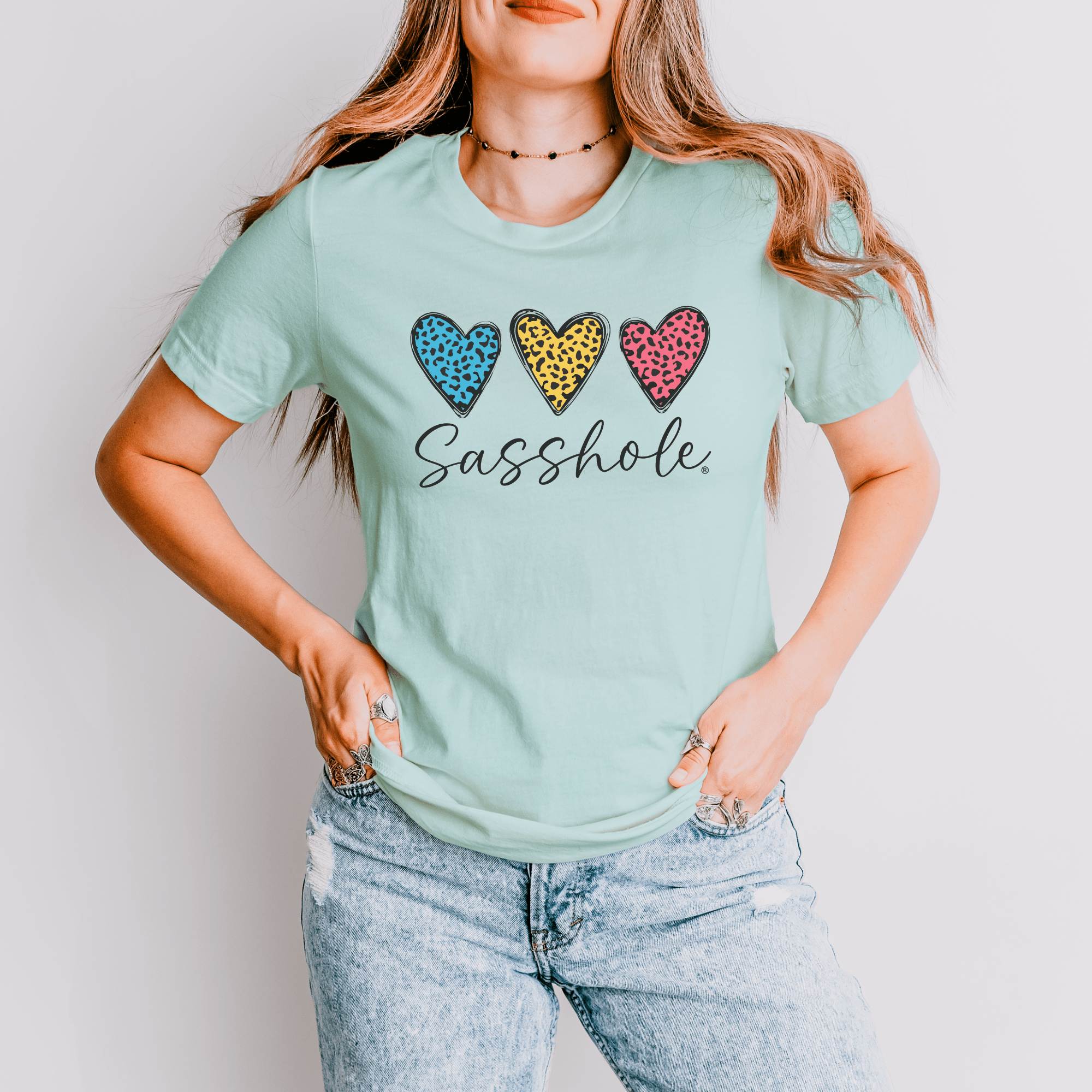 Leopard Heart Sasshole® Women's T-shirts - Wildly Chic - Funny Graphic Tee by Sasshole® Clothing