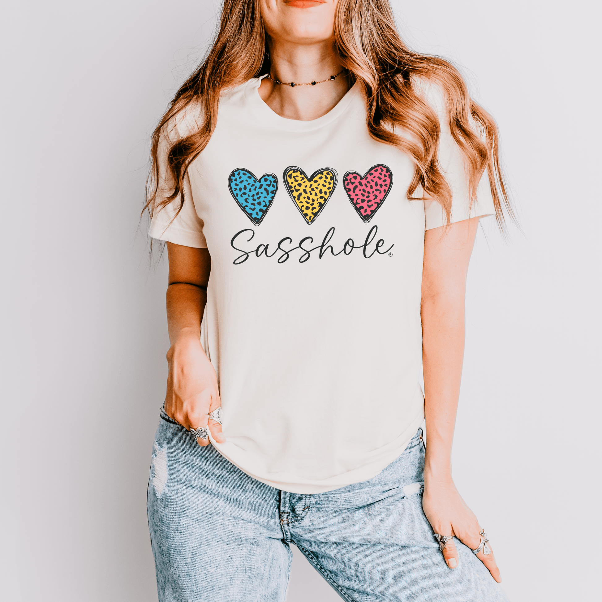 Leopard Heart Sasshole® Women's T-shirts - Wildly Chic - Funny Graphic Tee by Sasshole® Clothing