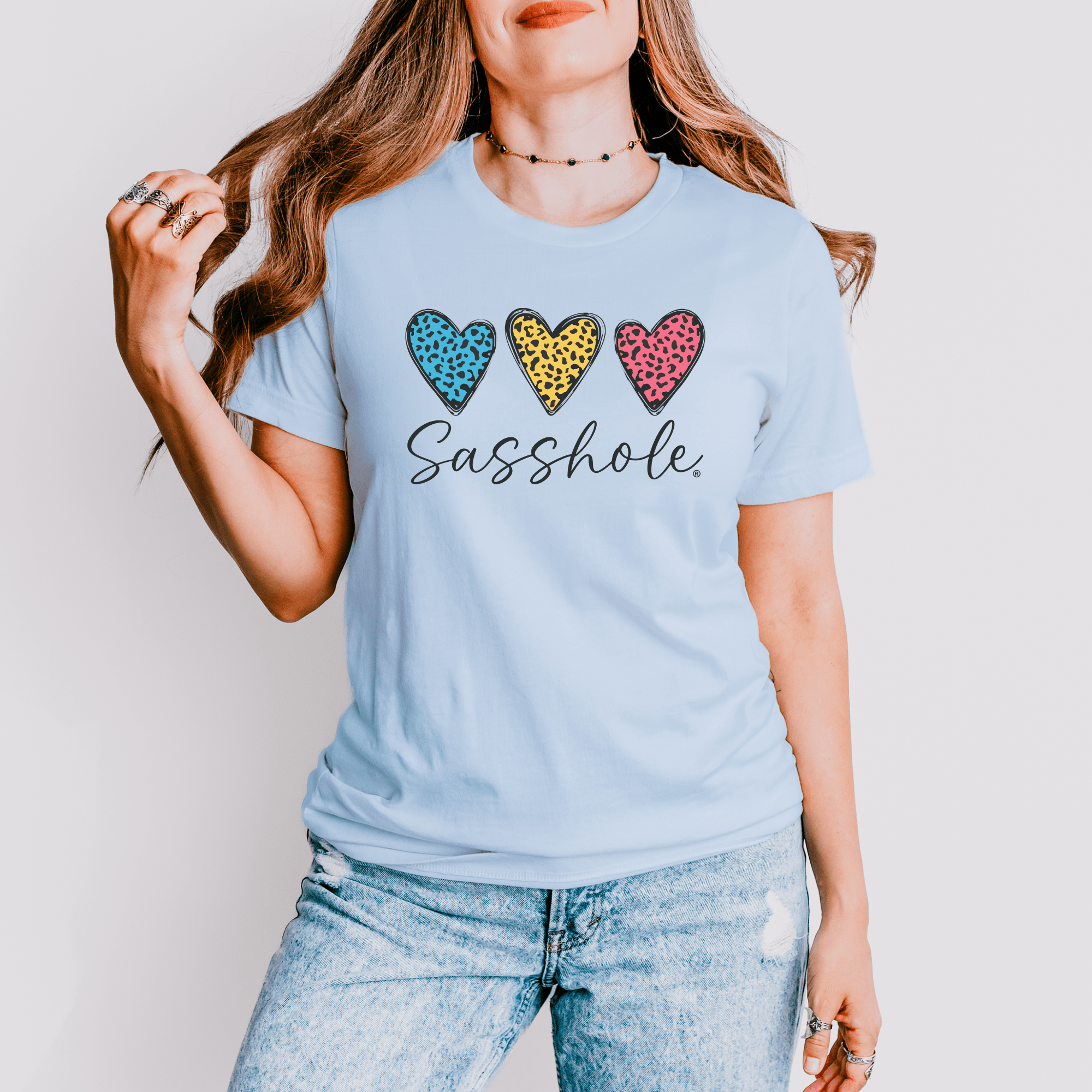 Leopard Heart Sasshole® Women's T-shirts - Wildly Chic - Funny Graphic Tee by Sasshole® Clothing