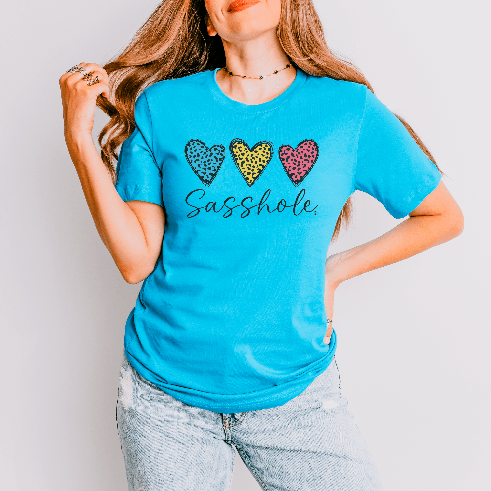 Leopard Heart Sasshole® Women's T-shirts - Wildly Chic - Funny Graphic Tee by Sasshole® Clothing