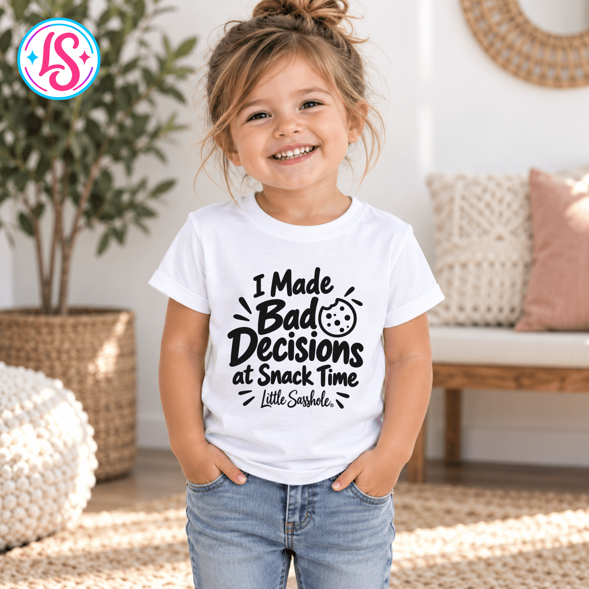Little Sasshole® I Made Bad Decisions at Snack Time Shirt, Funny Toddler Tee, Sassy Kids Graphic T-Shirt, Snack Lover Gift - Funny Graphic Tee by Sasshole® Clothing