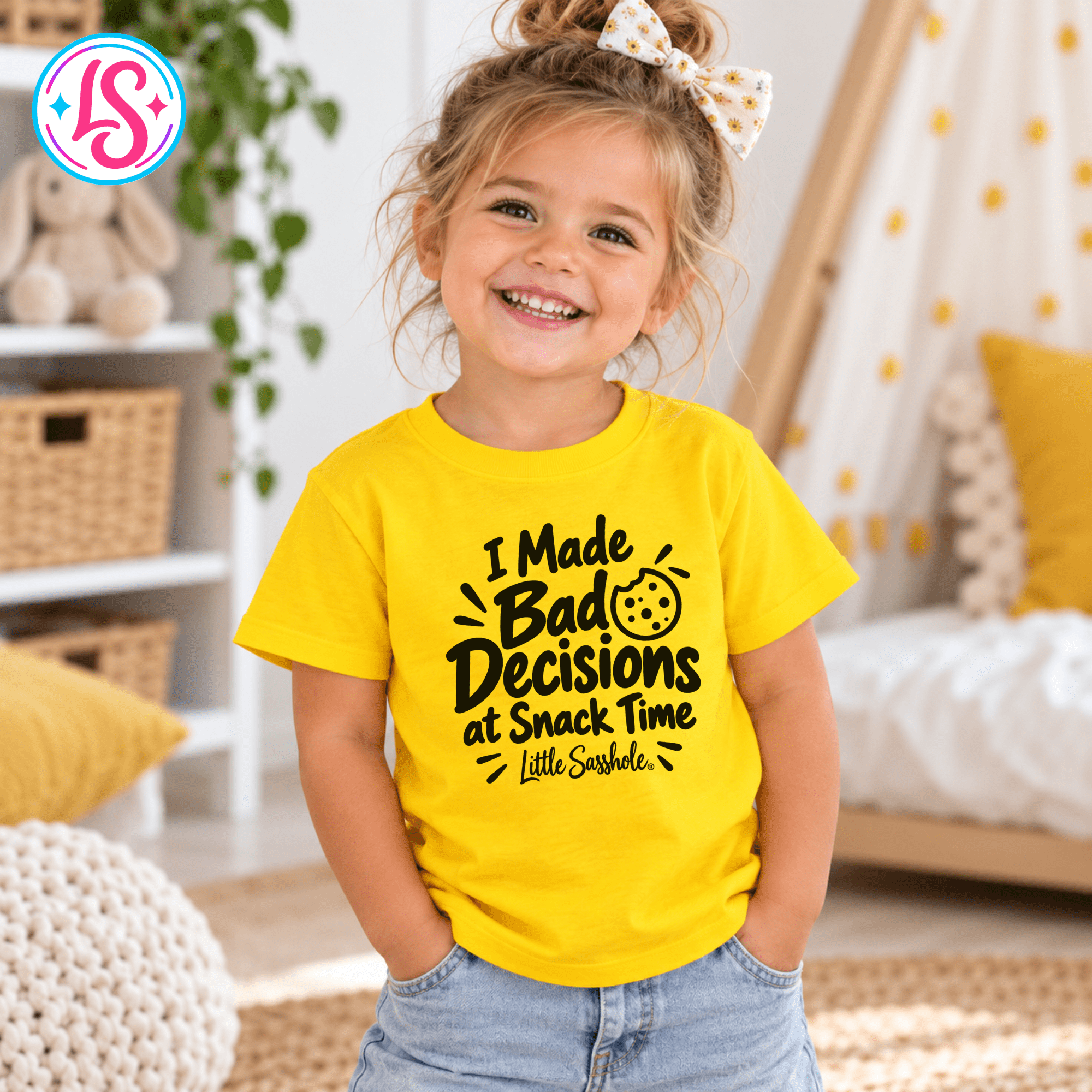 Image of Little Sasshole® I Made Bad Decisions at Snack Time Shirt, Funny Toddler Tee, Sassy Kids Graphic T-Shirt, Snack Lover Gift - Funny Graphic Tee by Sasshole® Clothing