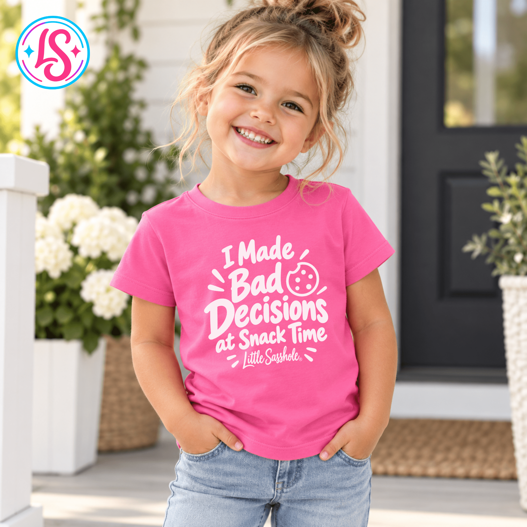Little Sasshole® I Made Bad Decisions at Snack Time Shirt, Funny Toddler Tee, Sassy Kids Graphic T-Shirt, Snack Lover Gift - Funny Graphic Tee by Sasshole® Clothing