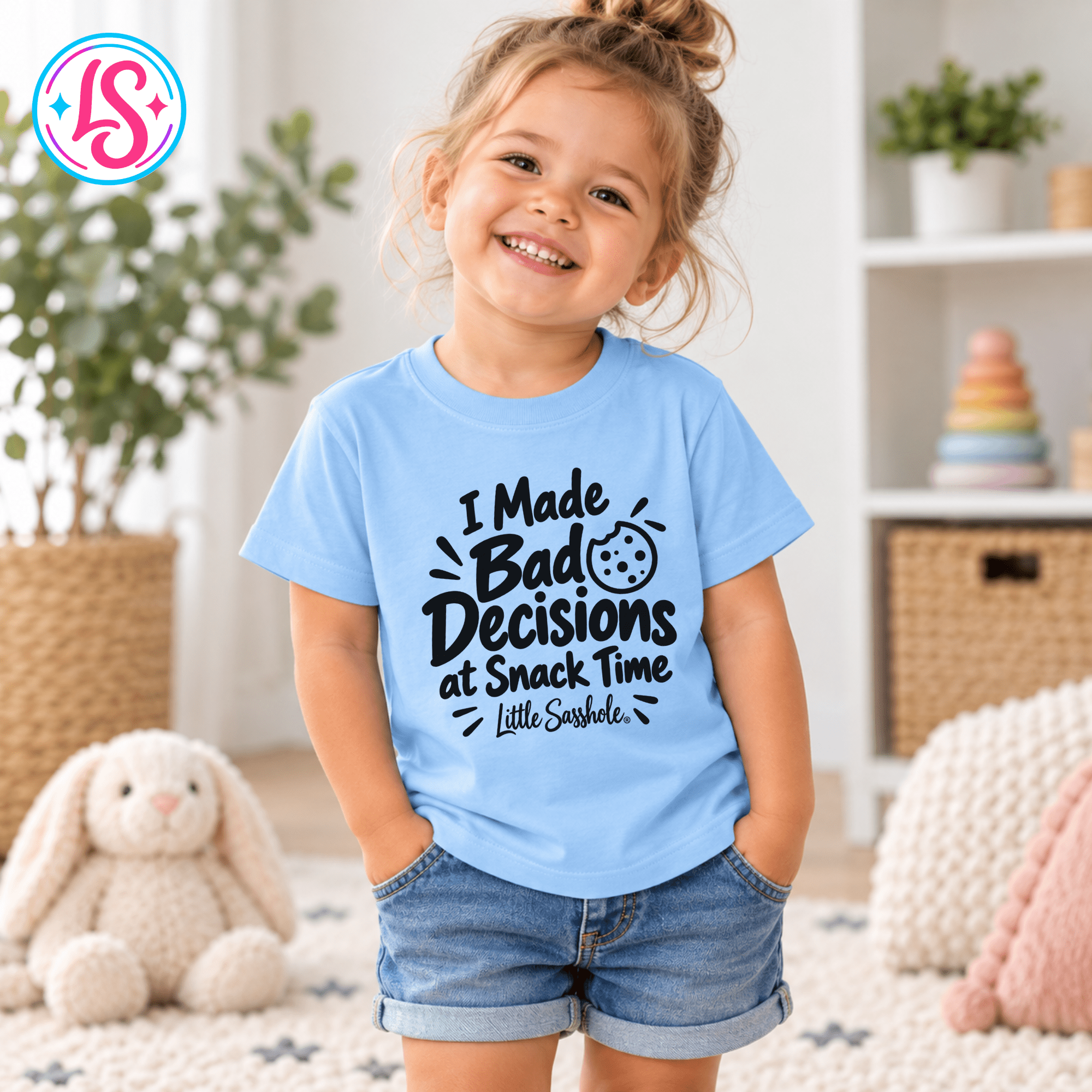 Image of Little Sasshole® I Made Bad Decisions at Snack Time Shirt, Funny Toddler Tee, Sassy Kids Graphic T-Shirt, Snack Lover Gift - Funny Graphic Tee by Sasshole® Clothing
