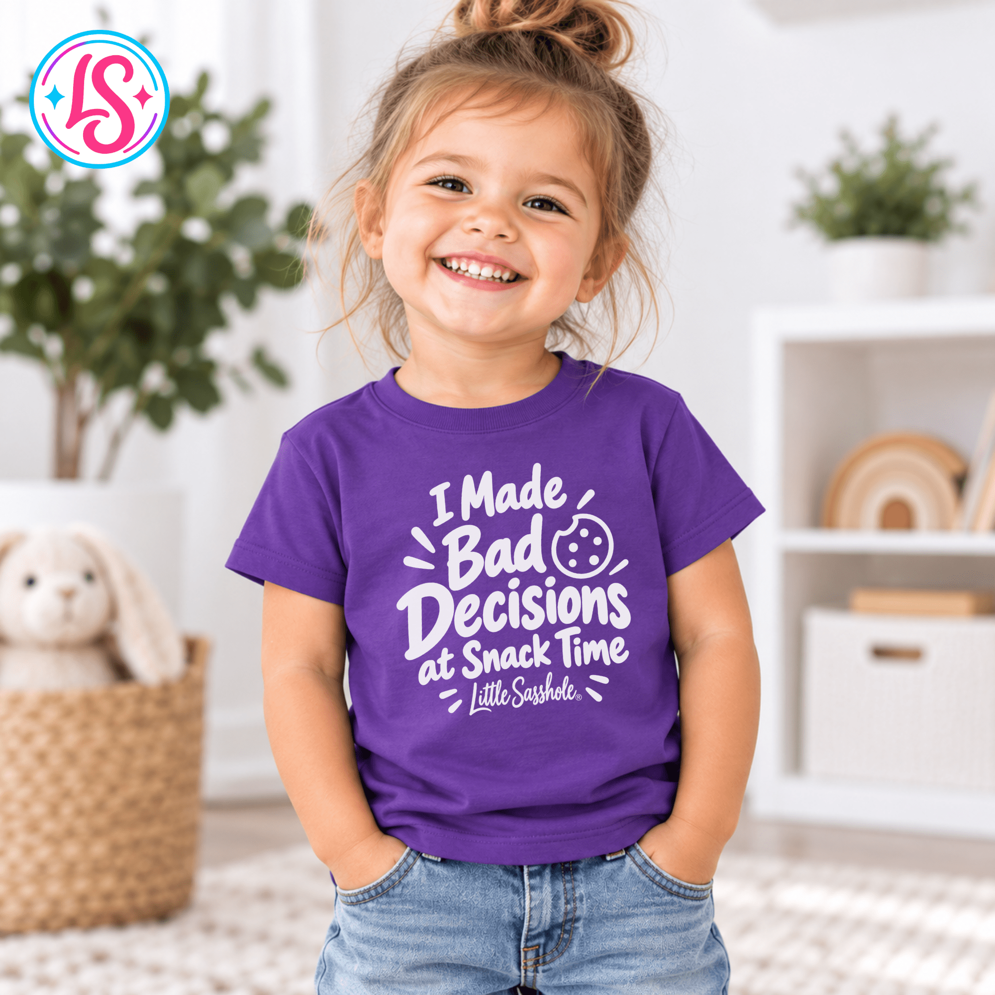 Image of Little Sasshole® I Made Bad Decisions at Snack Time Shirt, Funny Toddler Tee, Sassy Kids Graphic T-Shirt, Snack Lover Gift - Funny Graphic Tee by Sasshole® Clothing