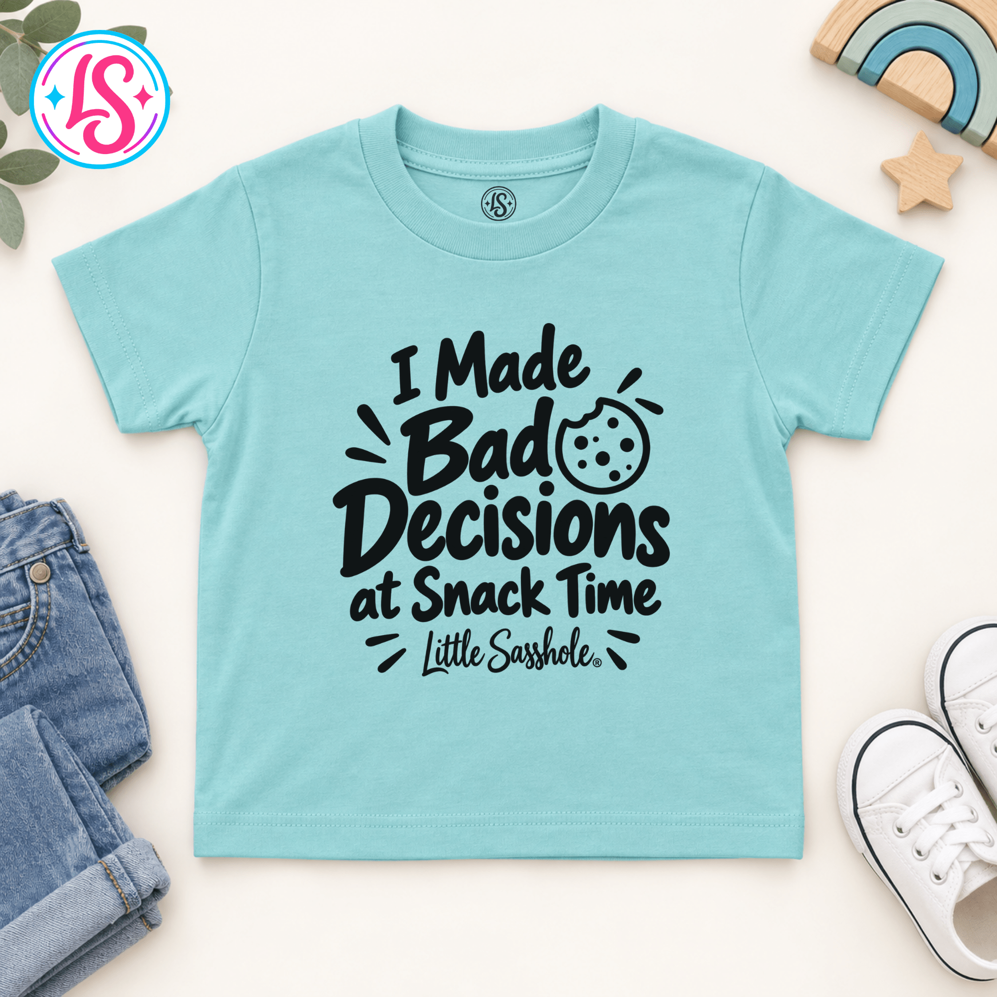 Little Sasshole® I Made Bad Decisions at Snack Time Shirt, Funny Toddler Tee, Sassy Kids Graphic T-Shirt, Snack Lover Gift - Funny Graphic Tee by Sasshole® Clothing