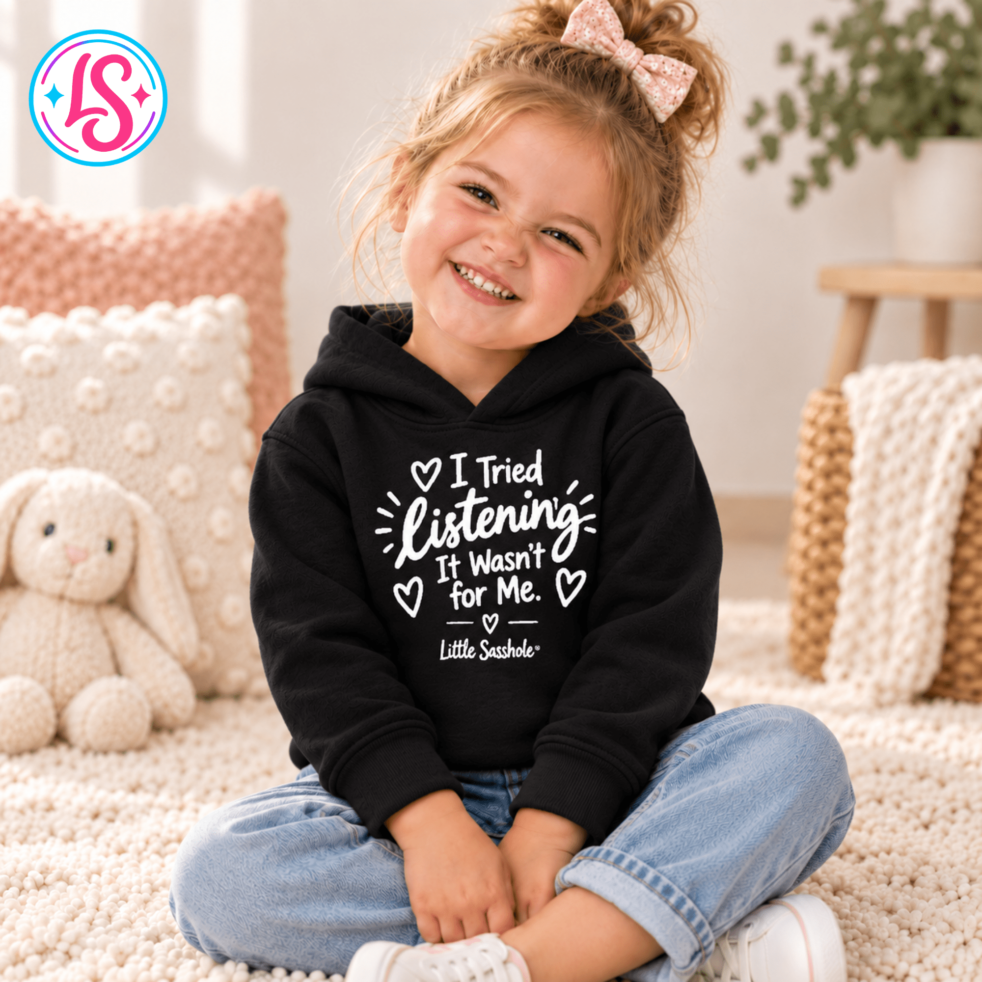 Image of Little Sasshole® I Tried Listening It Wasnt for Me Hoodie, Funny Toddler Hoodie, Sassy Girl Sweatshirt, Toddler Humor Gift - Funny Graphic Tee by Sasshole® Clothing