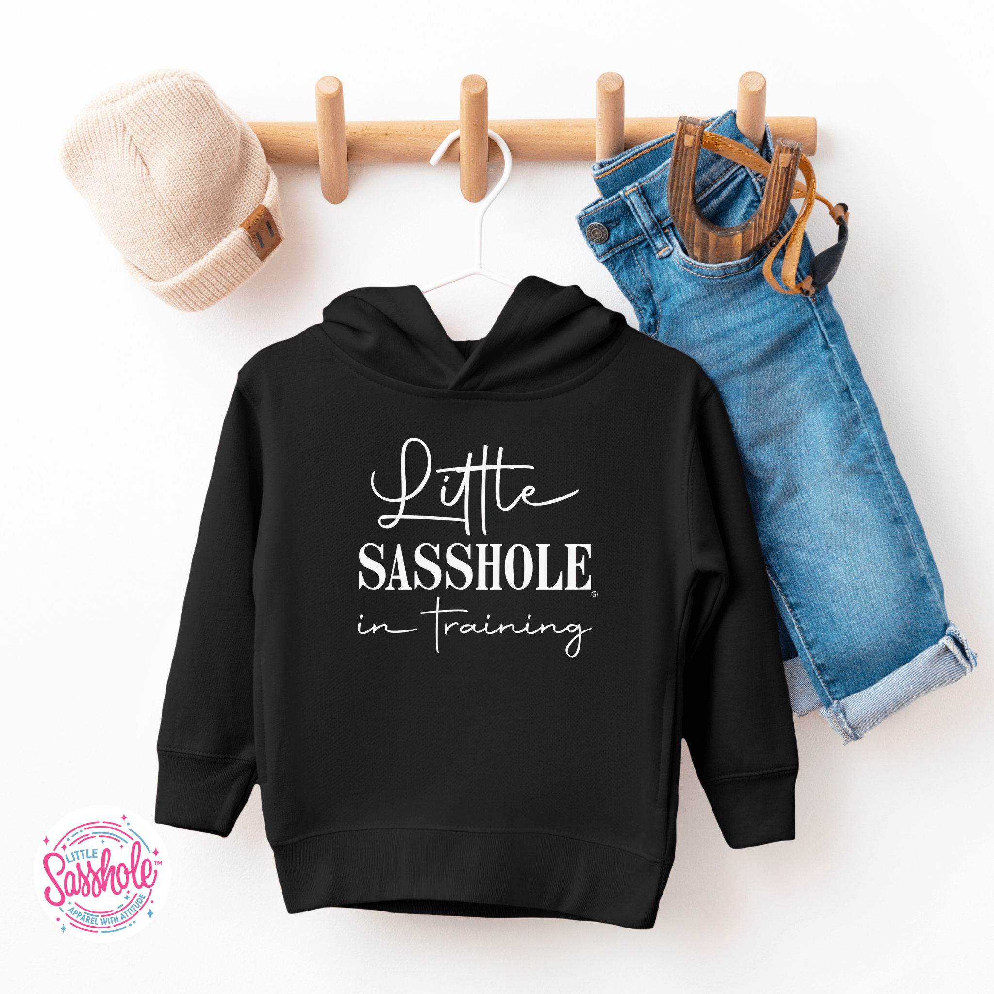 Image of Little Sasshole in Training – Adorable Toddler Hoodie for Future Fashionistas - Funny Graphic Tee by Sasshole® Clothing