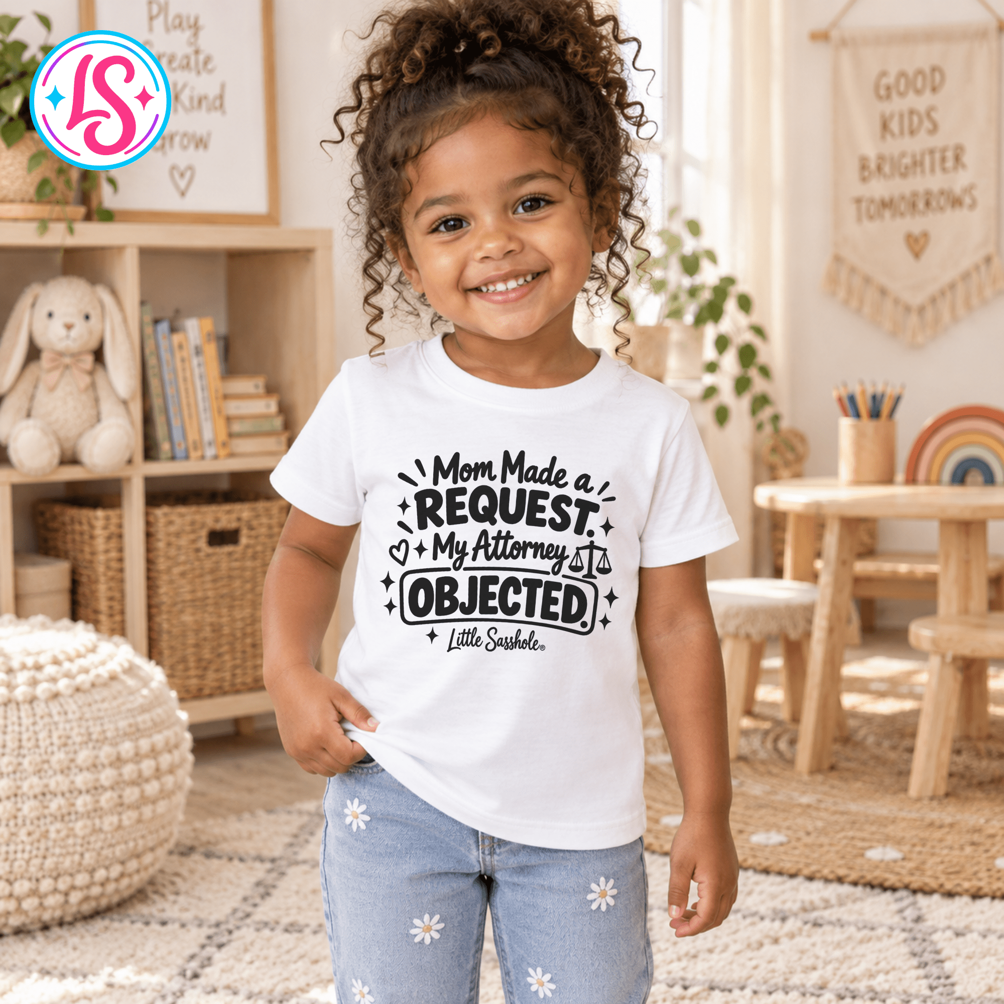 Image of Little Sasshole® Mom Made a Request My Attorney Objected Shirt, Funny Toddler Tee, Sassy Kids Graphic T-Shirt, Lawyer Humor Gift - Funny Graphic Tee by Sasshole® Clothing