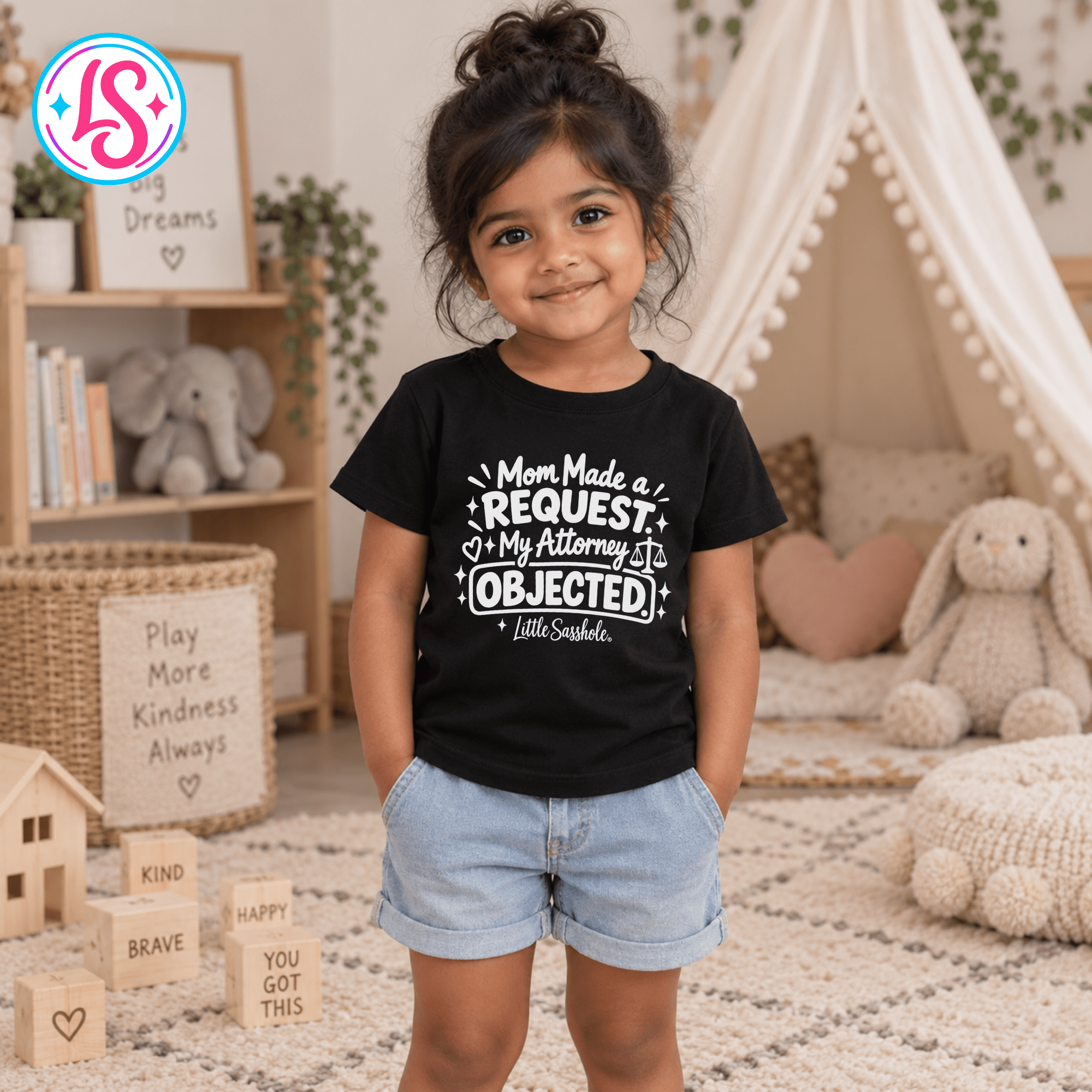 Image of Little Sasshole® Mom Made a Request My Attorney Objected Shirt, Funny Toddler Tee, Sassy Kids Graphic T-Shirt, Lawyer Humor Gift - Funny Graphic Tee by Sasshole® Clothing