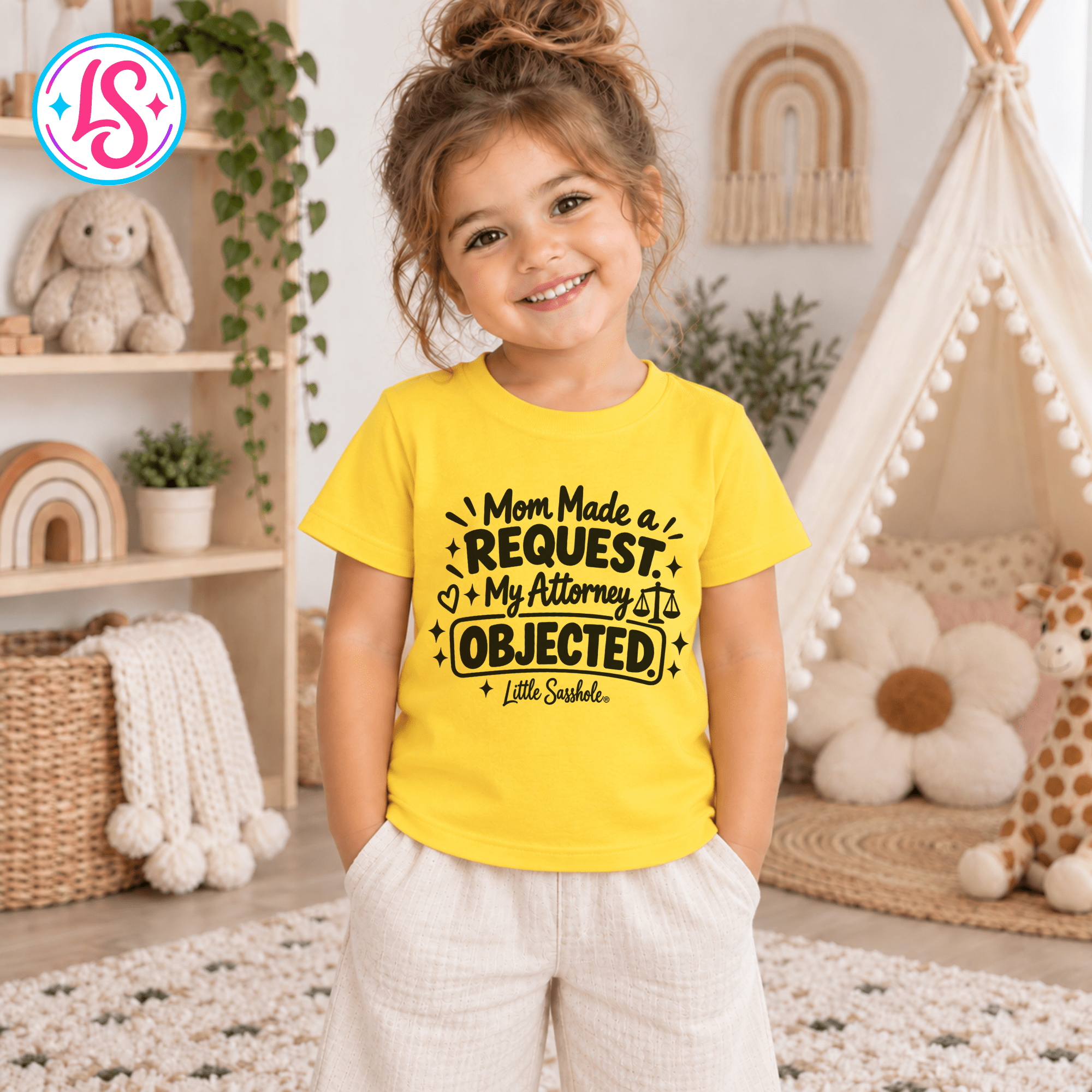 Image of Little Sasshole® Mom Made a Request My Attorney Objected Shirt, Funny Toddler Tee, Sassy Kids Graphic T-Shirt, Lawyer Humor Gift - Funny Graphic Tee by Sasshole® Clothing