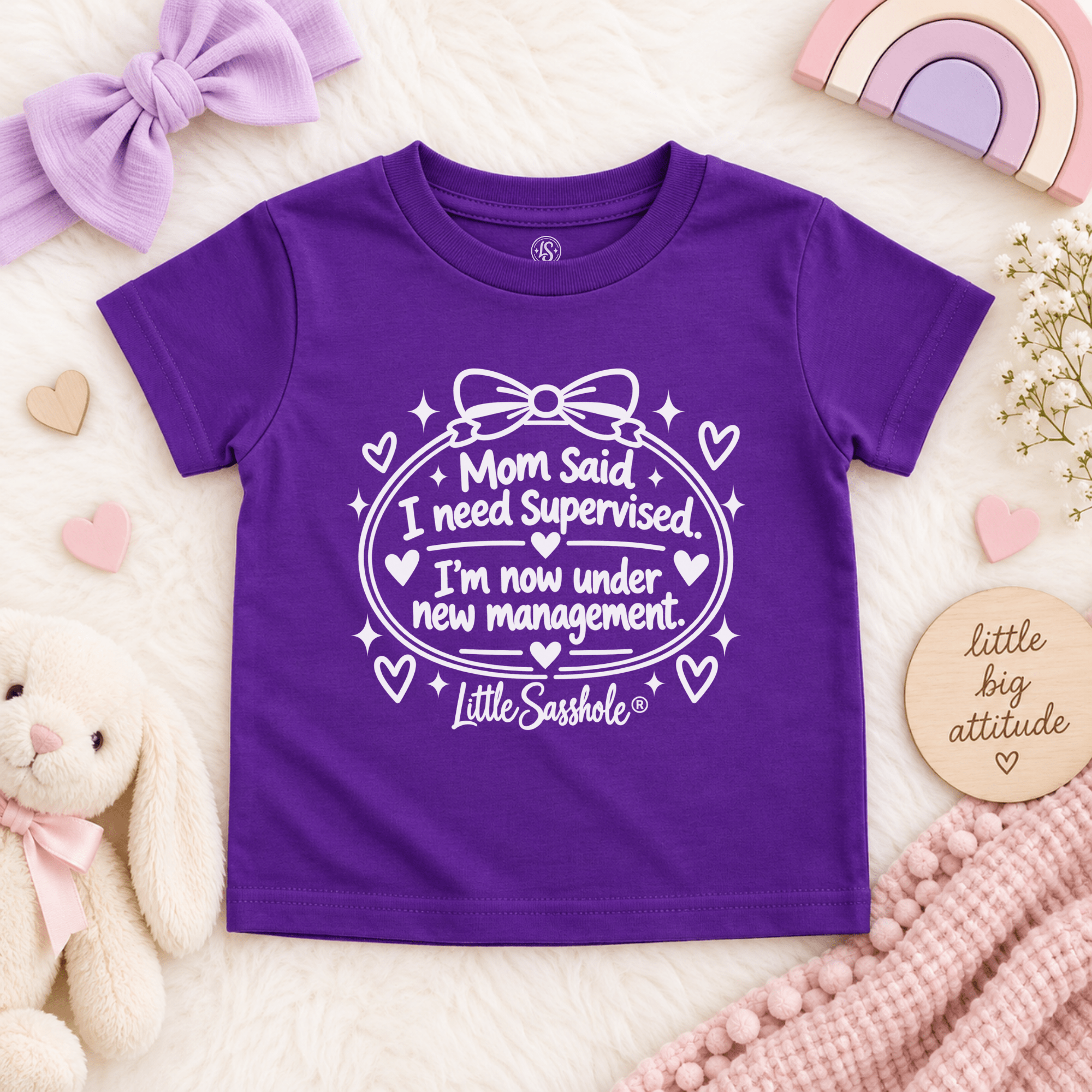 Image of Little Sasshole® Mom Said I Need Supervised Shirt, Funny Toddler Tee, Sassy Kids Graphic T-Shirt, New Management Toddler Gift - Funny Graphic Tee by Sasshole® Clothing
