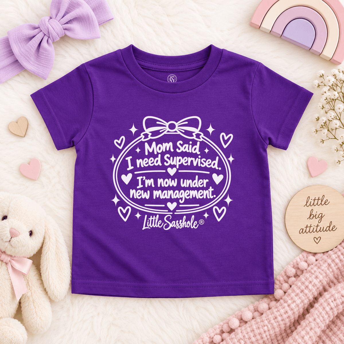 Little Sasshole® Mom Said I Need Supervised Shirt, Funny Toddler Tee, Sassy Kids Graphic T-Shirt, New Management Toddler Gift - Funny Graphic Tee by Sasshole® Clothing
