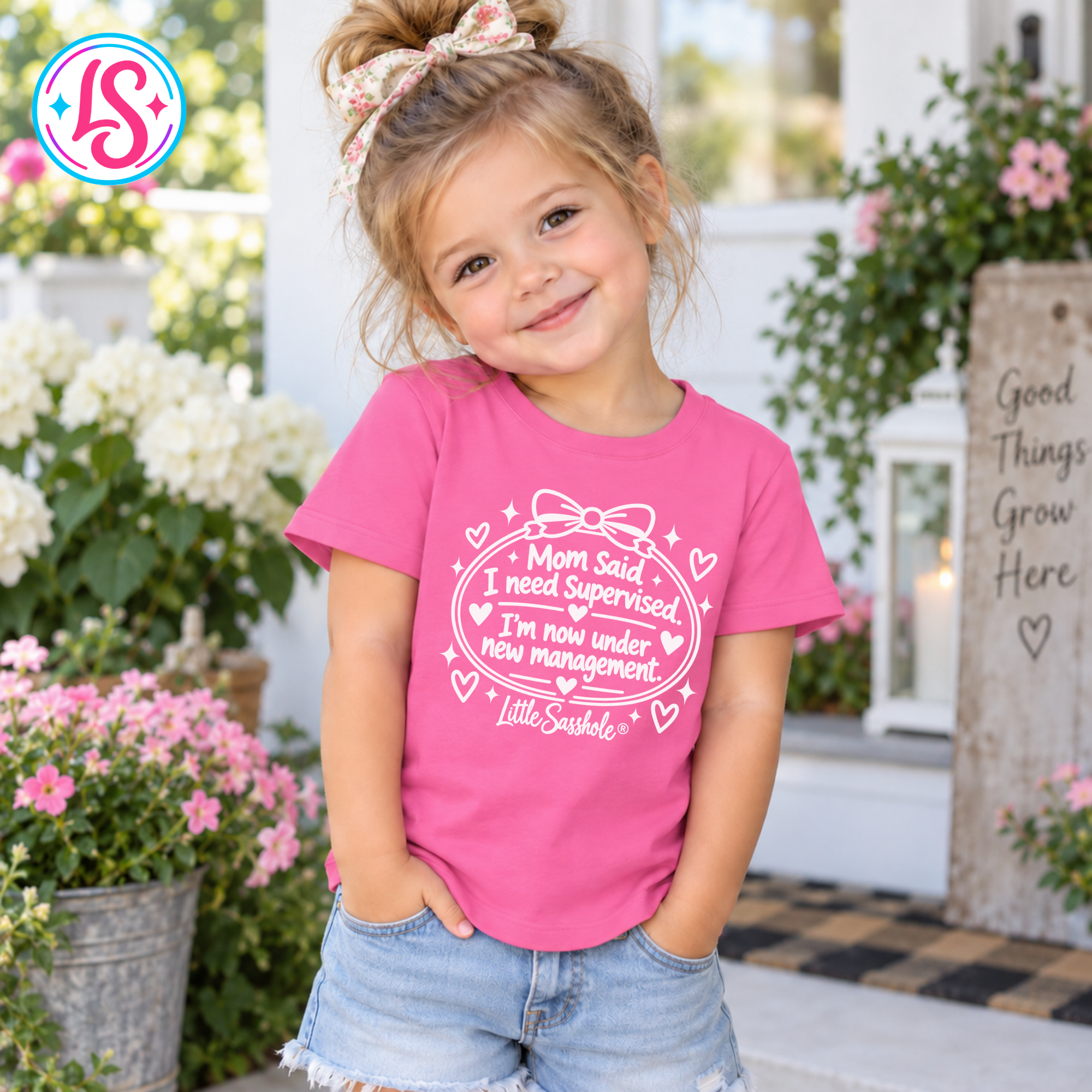 Image of Little Sasshole® Mom Said I Need Supervised Shirt, Funny Toddler Tee, Sassy Kids Graphic T-Shirt, New Management Toddler Gift - Funny Graphic Tee by Sasshole® Clothing