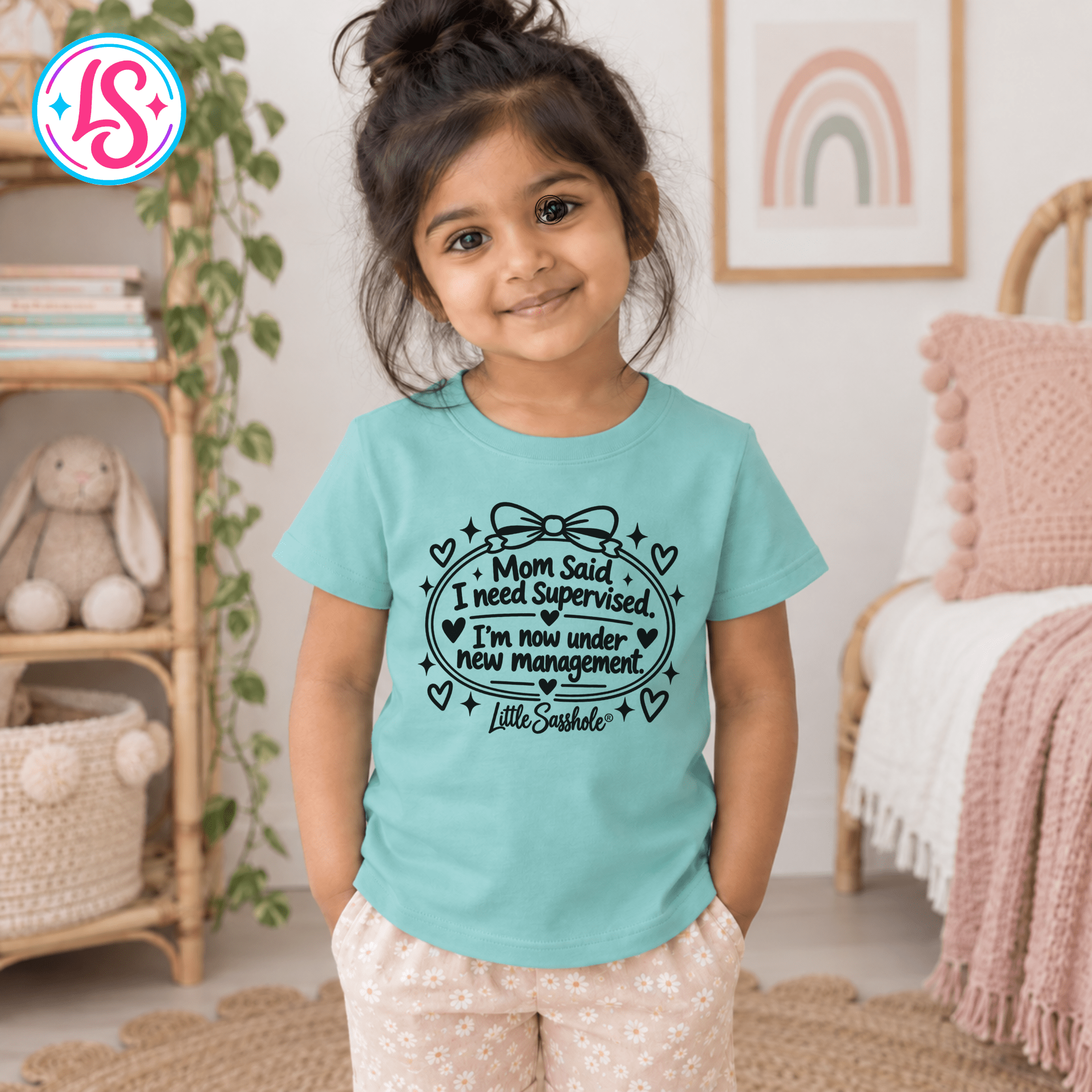 Image of Little Sasshole® Mom Said I Need Supervised Shirt, Funny Toddler Tee, Sassy Kids Graphic T-Shirt, New Management Toddler Gift - Funny Graphic Tee by Sasshole® Clothing