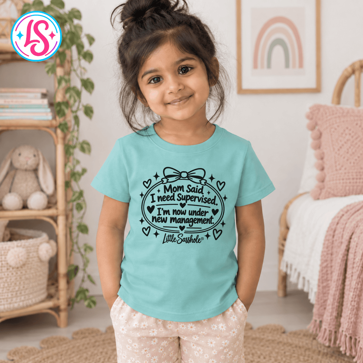 Little Sasshole® Mom Said I Need Supervised Shirt, Funny Toddler Tee, Sassy Kids Graphic T-Shirt, New Management Toddler Gift - Funny Graphic Tee by Sasshole® Clothing