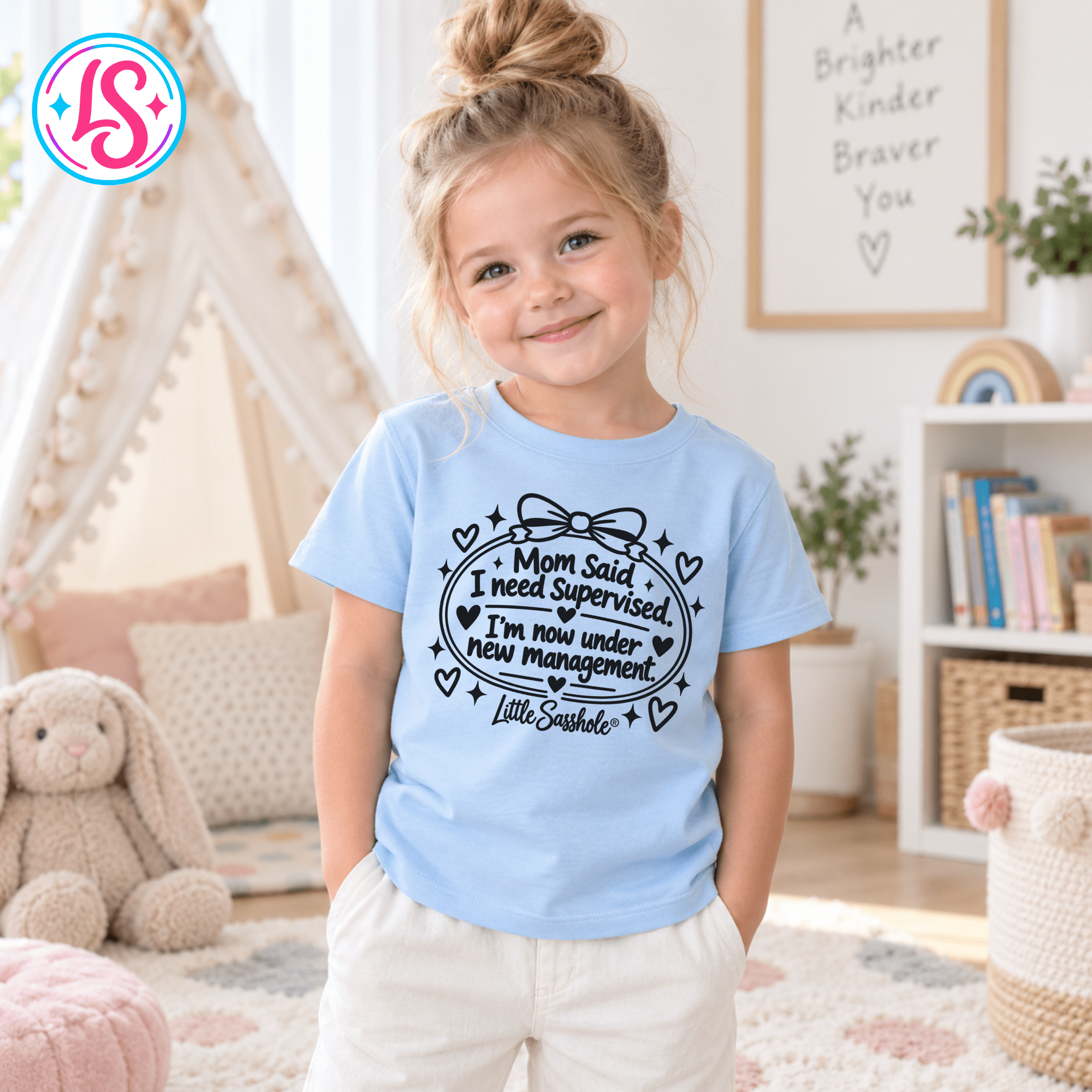 Image of Little Sasshole® Mom Said I Need Supervised Shirt, Funny Toddler Tee, Sassy Kids Graphic T-Shirt, New Management Toddler Gift - Funny Graphic Tee by Sasshole® Clothing