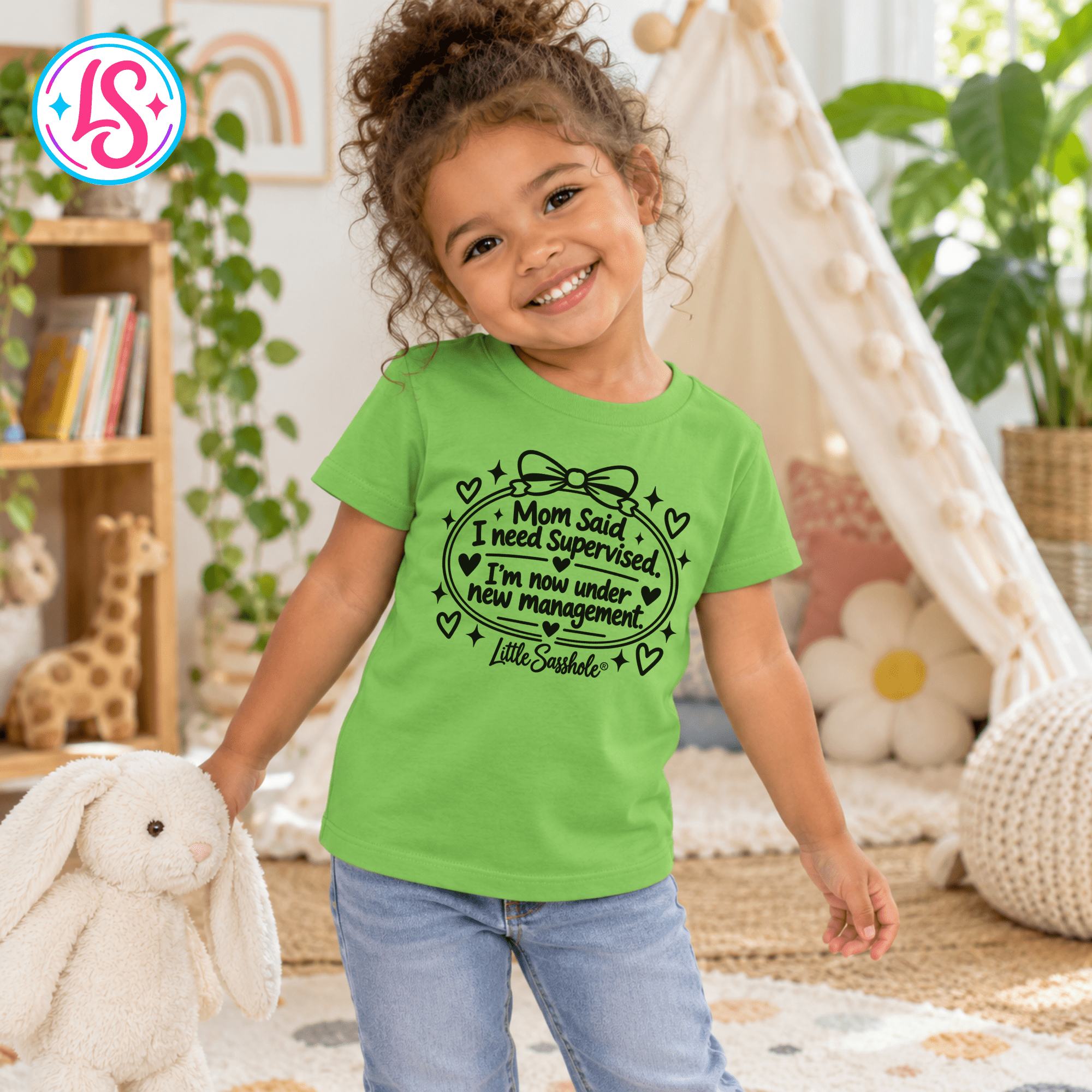 Image of Little Sasshole® Mom Said I Need Supervised Shirt, Funny Toddler Tee, Sassy Kids Graphic T-Shirt, New Management Toddler Gift - Funny Graphic Tee by Sasshole® Clothing