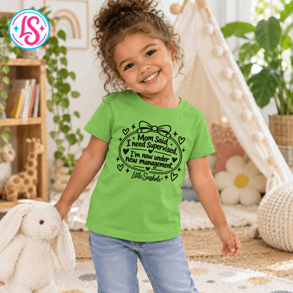 Little Sasshole® Mom Said I Need Supervised Shirt, Funny Toddler Tee, Sassy Kids Graphic T-Shirt, New Management Toddler Gift - Funny Graphic Tee by Sasshole® Clothing