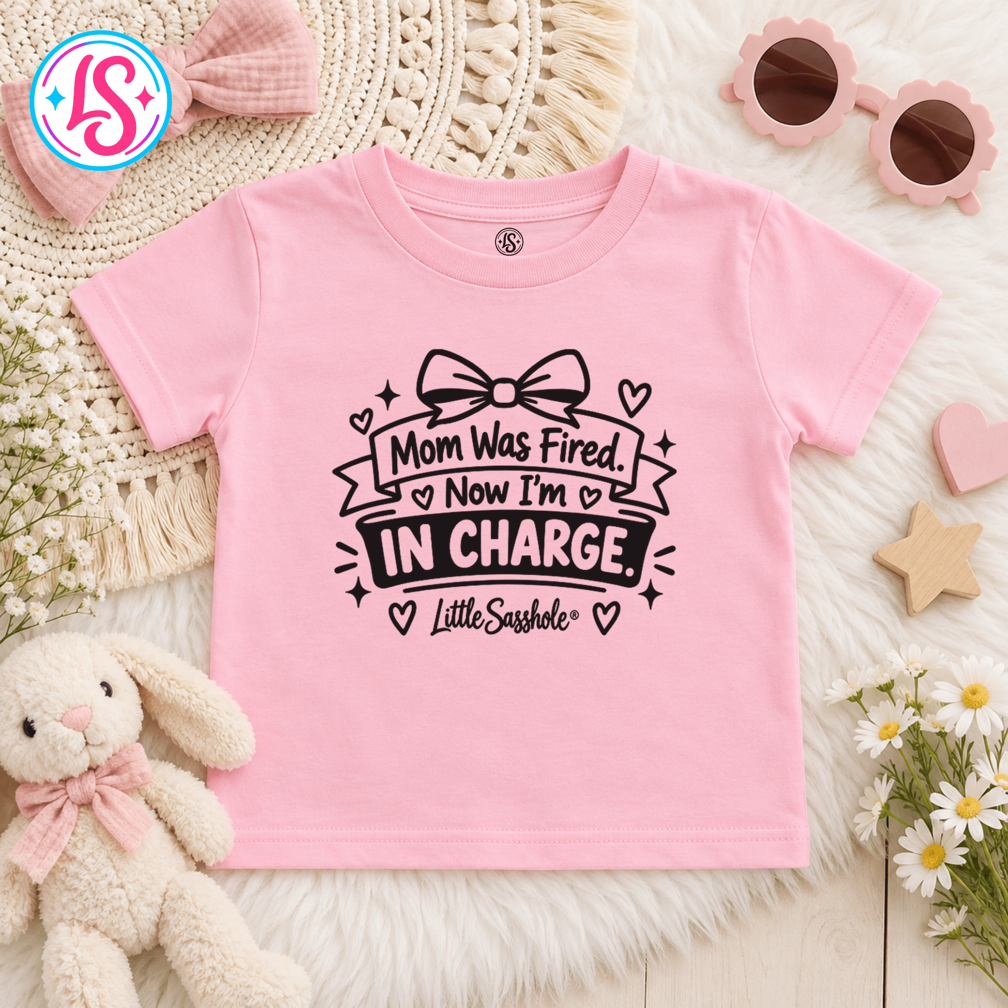 Image of Little Sasshole® Mom Was Fired Now I'm In Charge Shirt, Funny Toddler Tee, Sassy Kids Graphic T-Shirt, Toddler Humor Gift - Funny Graphic Tee by Sasshole® Clothing