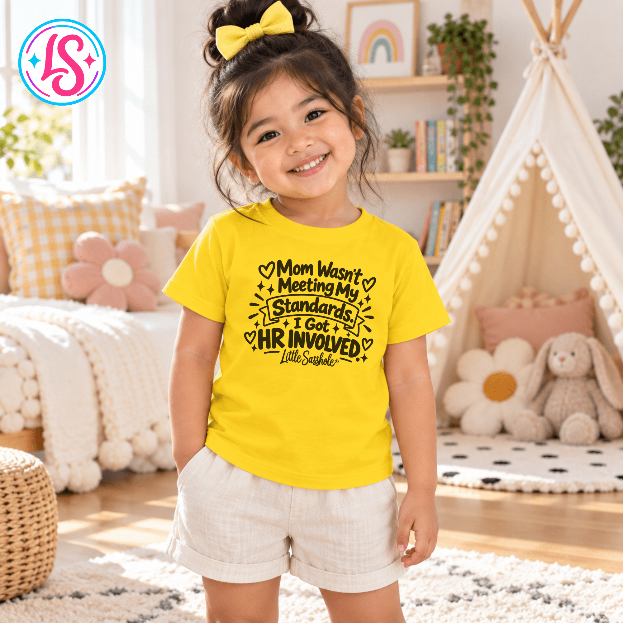 Image of Little Sasshole® Mom Wasnt Meeting My Standards Shirt, Funny Toddler Tee, HR Humor Kids Shirt, Sassy Girl Graphic T-Shirt - Funny Graphic Tee by Sasshole® Clothing