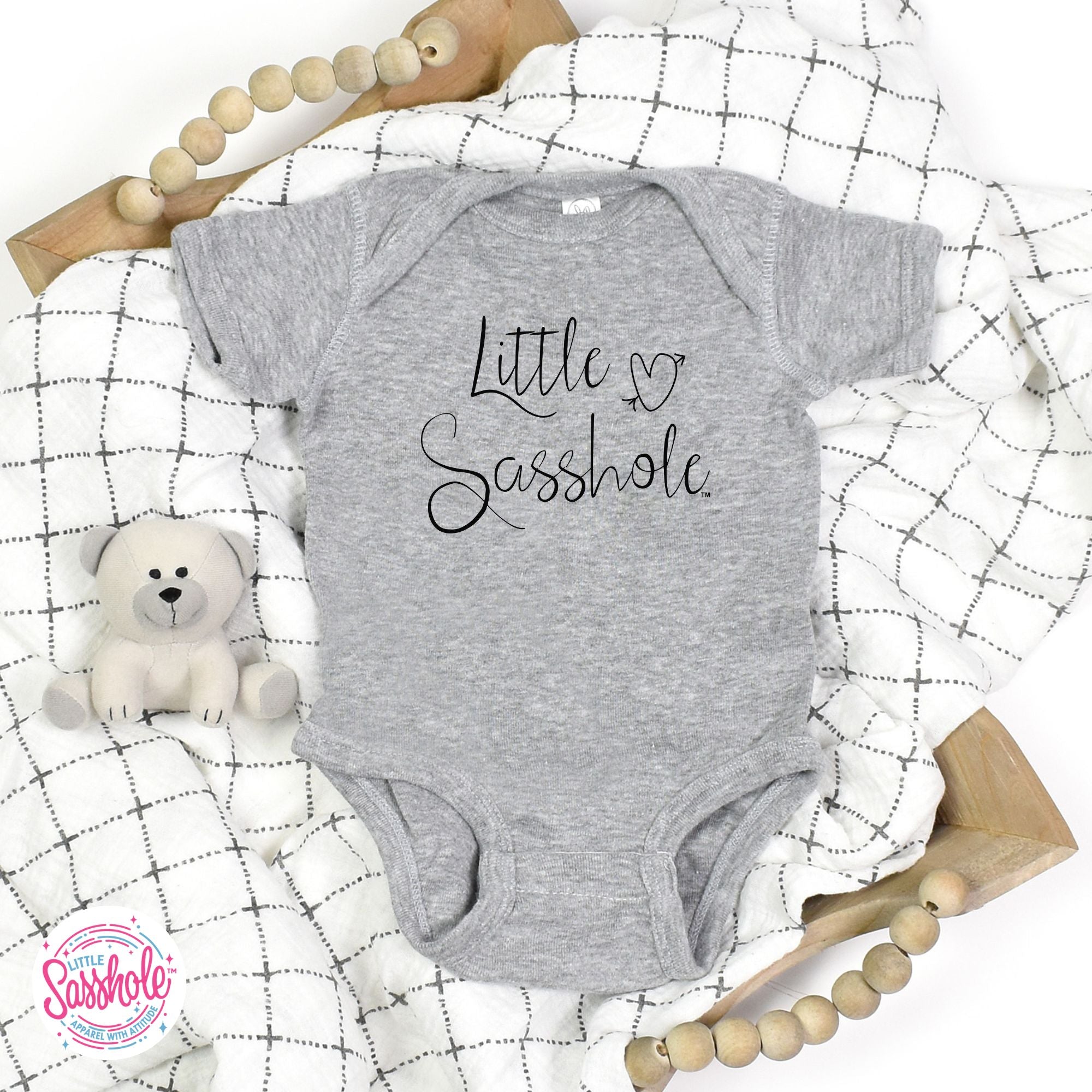 Image of Little Sasshole™ Signature Baby Onesie®: Where Sass Begins - Funny Graphic Tee by Sasshole® Clothing