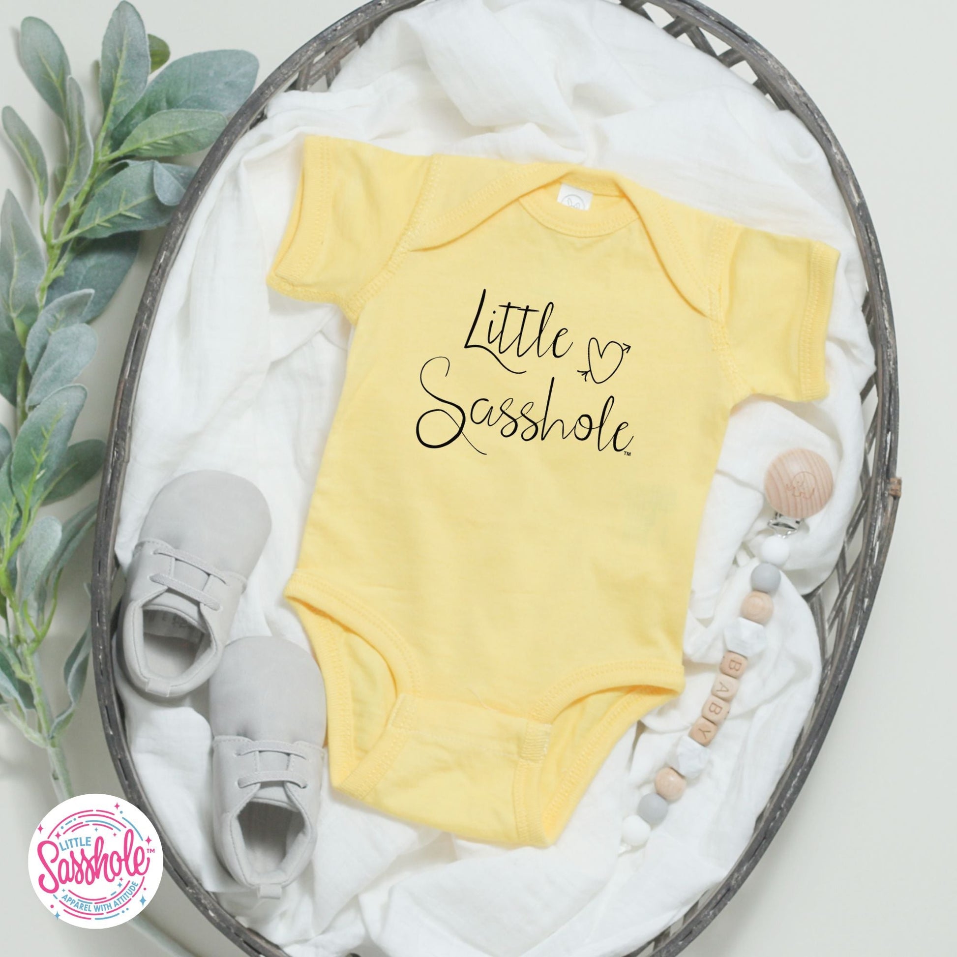 Little Sasshole™ Signature Baby Onesie®: Where Sass Begins - Funny Graphic Tee by Sasshole® Clothing