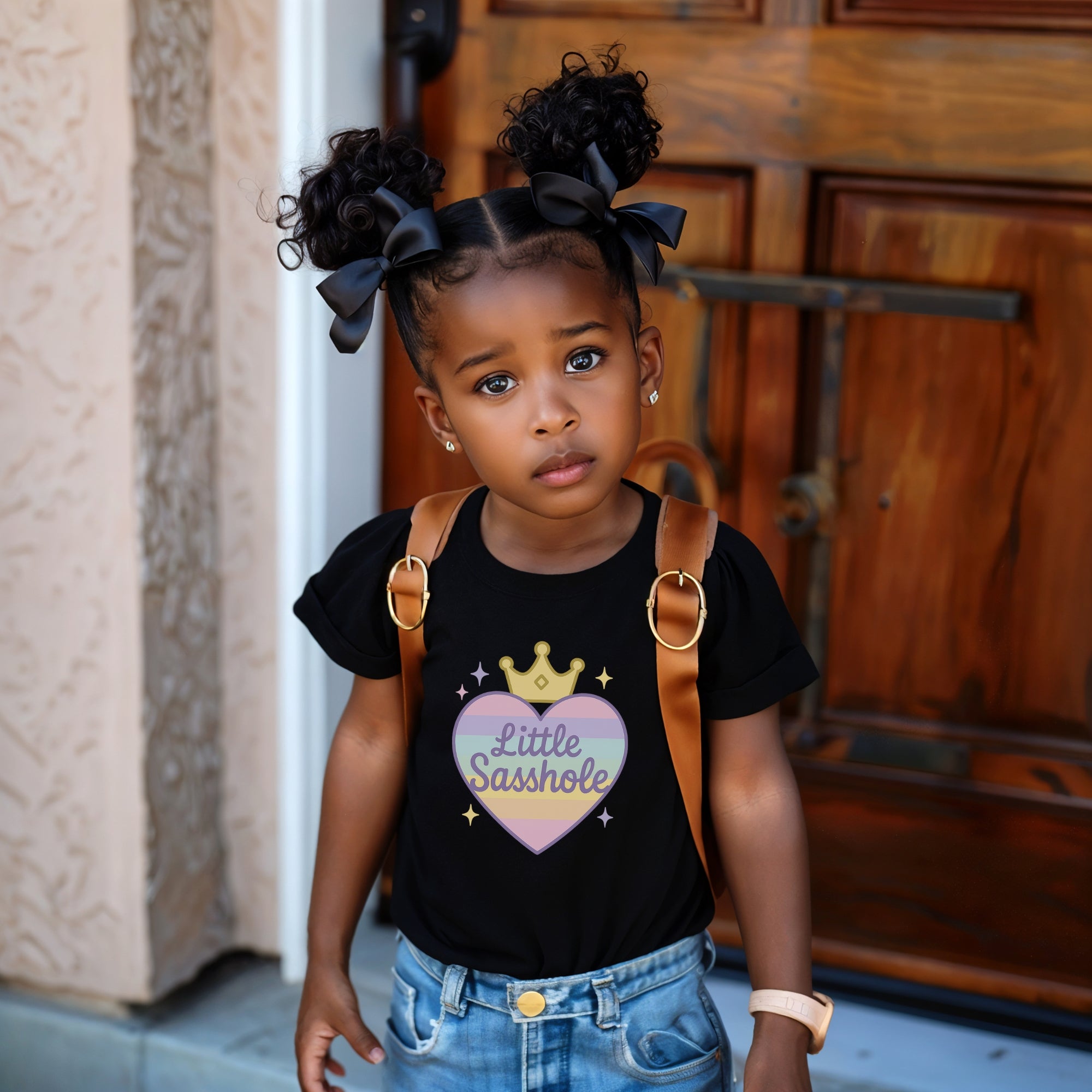 Image of Little Sasshole® Toddler Girl Shirt | Pastel Heart Crown Tee | Cute Funny Kids Shirt | Sassy Princess T-Shirt for Girls | Baby Girl Gift - Funny Graphic Tee by Sasshole® Clothing