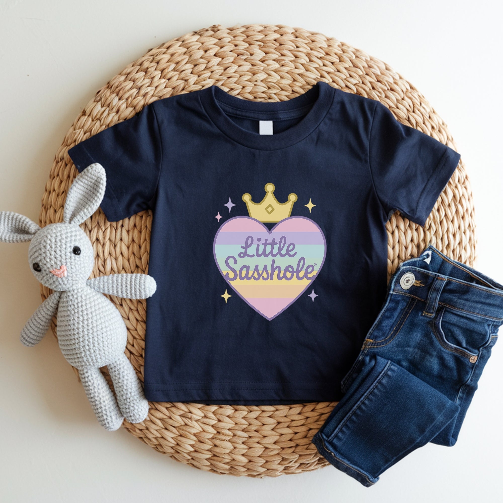 Little Sasshole® Toddler Girl Shirt | Pastel Heart Crown Tee | Cute Funny Kids Shirt | Sassy Princess T-Shirt for Girls | Baby Girl Gift - Funny Graphic Tee by Sasshole® Clothing