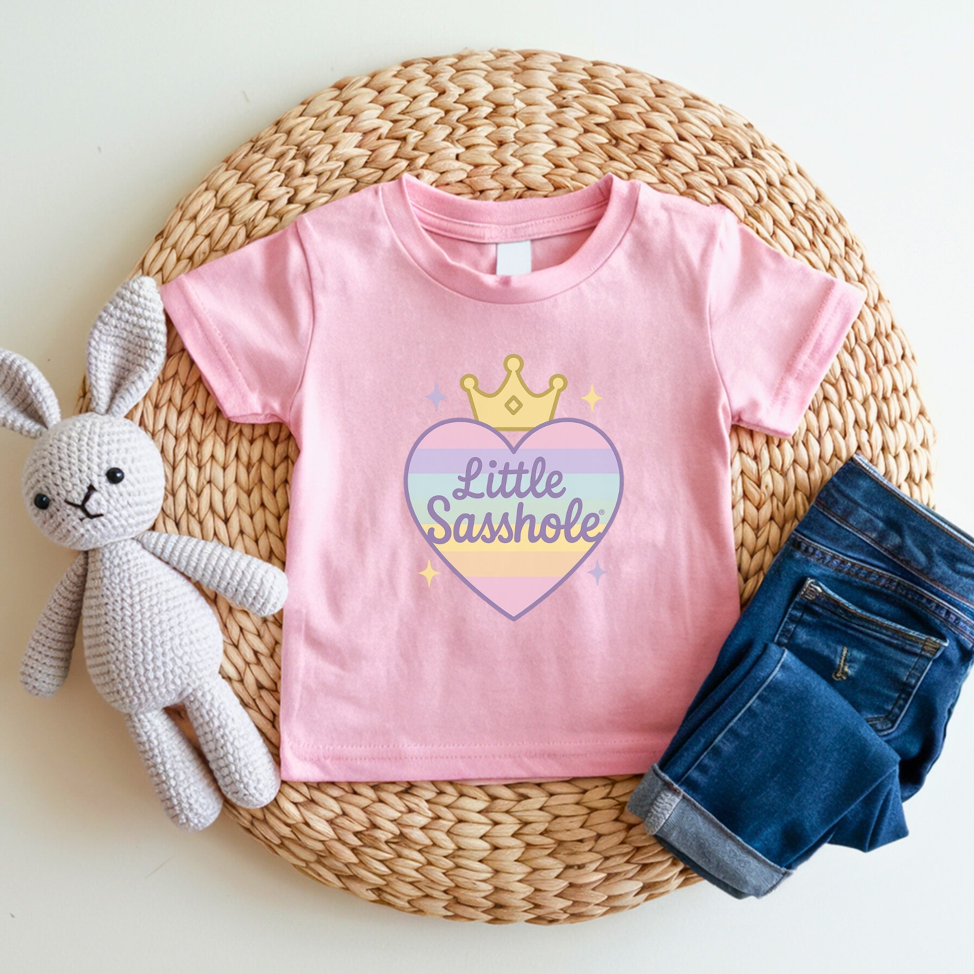 Little Sasshole® Toddler Girl Shirt | Pastel Heart Crown Tee | Cute Funny Kids Shirt | Sassy Princess T-Shirt for Girls | Baby Girl Gift - Funny Graphic Tee by Sasshole® Clothing