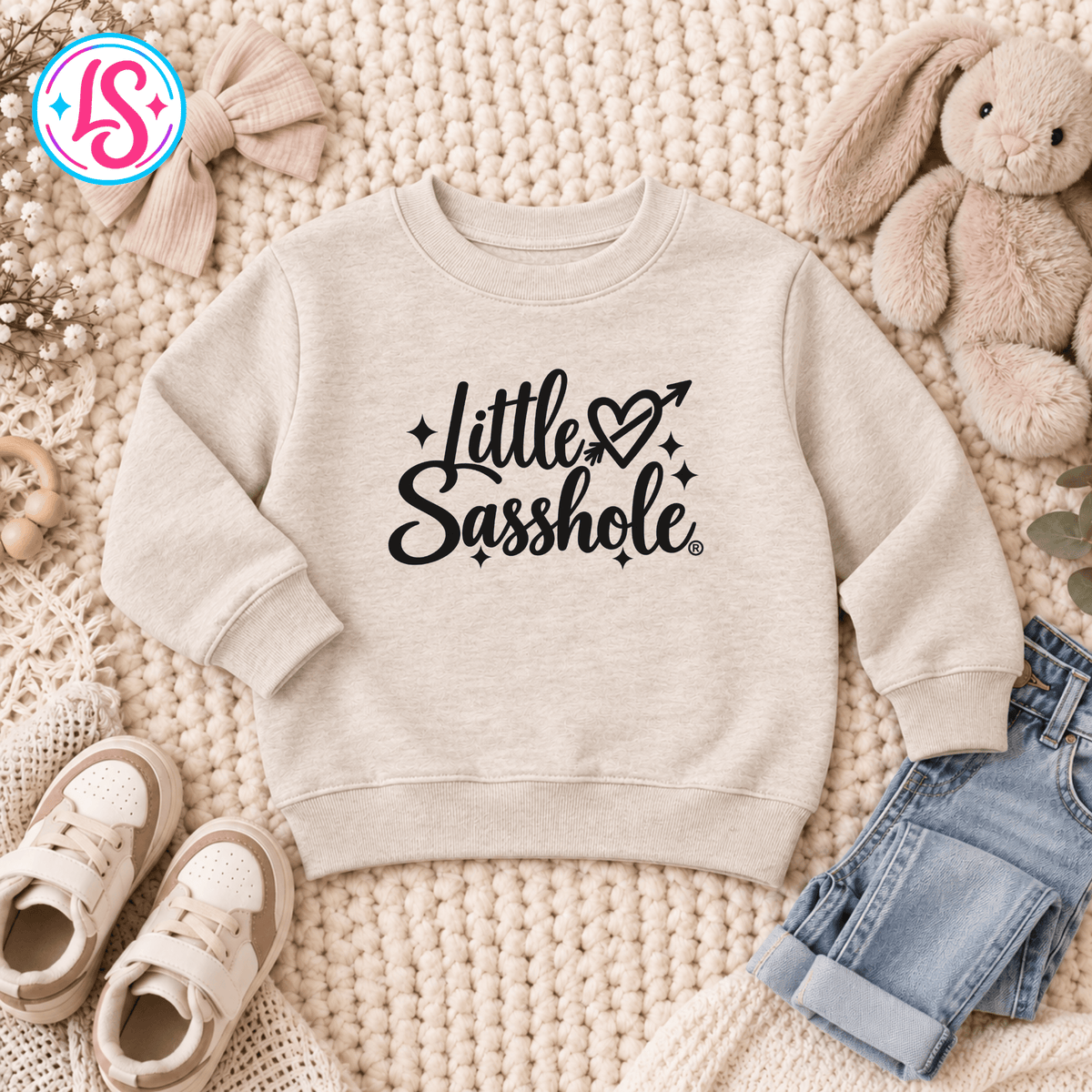 Little Sasshole® Toddler Sweatshirt, Funny Girls Crewneck, Sassy Kids Shirt, Cute Toddler Gift, Signature Logo Sweatshirt - Funny Graphic Tee by Sasshole® Clothing