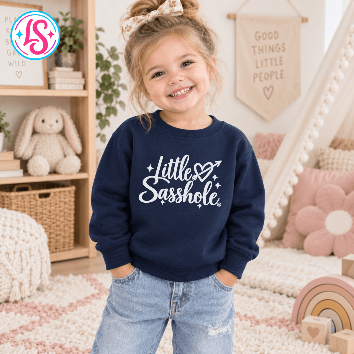 Little Sasshole® Toddler Sweatshirt, Funny Girls Crewneck, Sassy Kids Shirt, Cute Toddler Gift, Signature Logo Sweatshirt - Funny Graphic Tee by Sasshole® Clothing