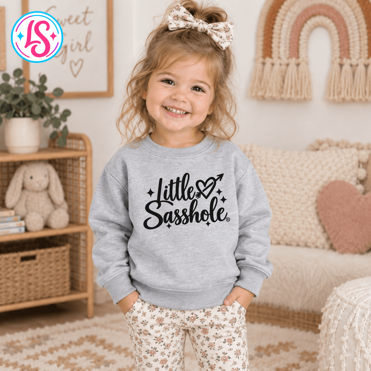 Little Sasshole® Toddler Sweatshirt, Funny Girls Crewneck, Sassy Kids Shirt, Cute Toddler Gift, Signature Logo Sweatshirt - Funny Graphic Tee by Sasshole® Clothing