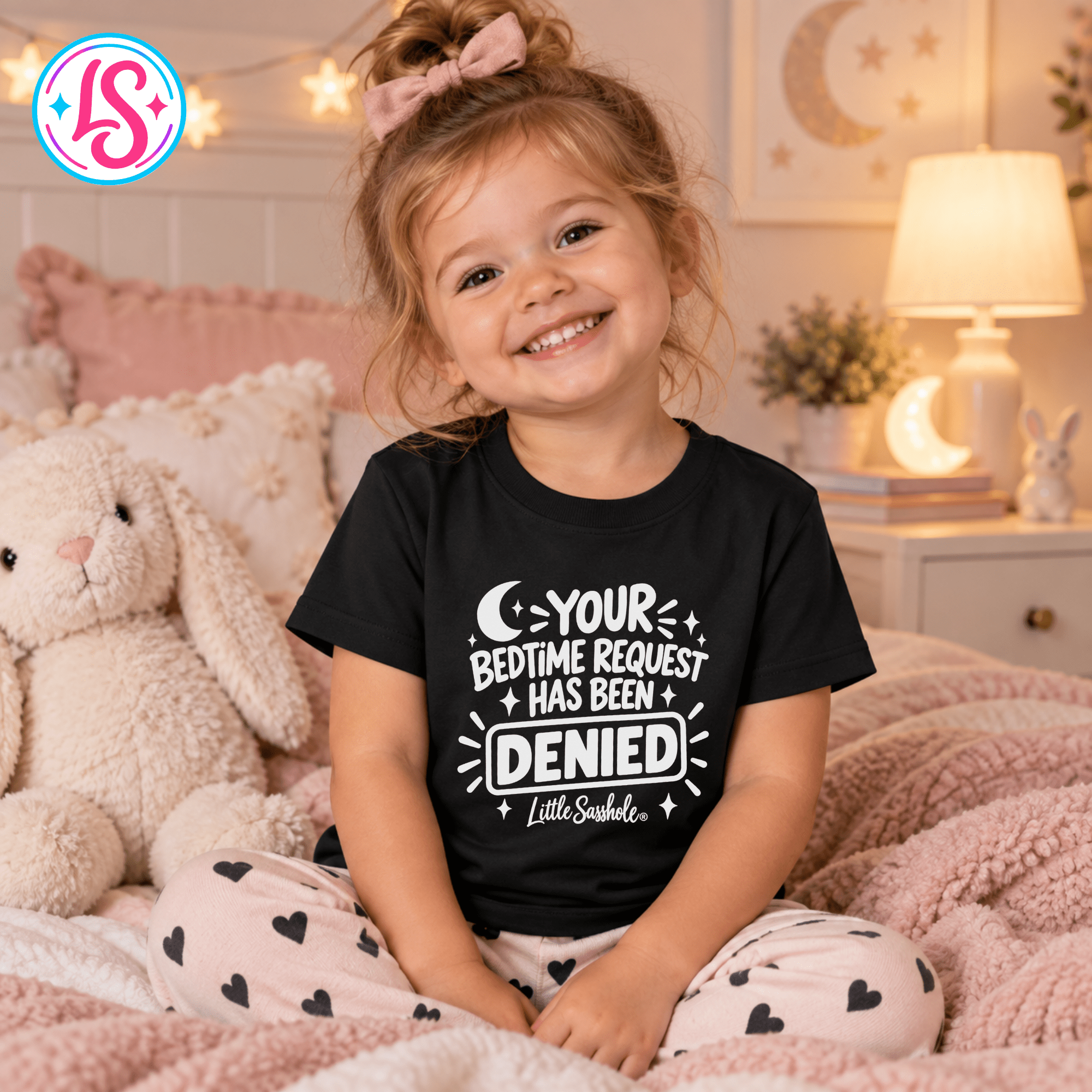 Image of Little Sasshole® Your Bedtime Request Has Been Denied Shirt, Funny Toddler Tee, Sassy Kids Graphic T-Shirt, Bedtime Humor Gift - Funny Graphic Tee by Sasshole® Clothing