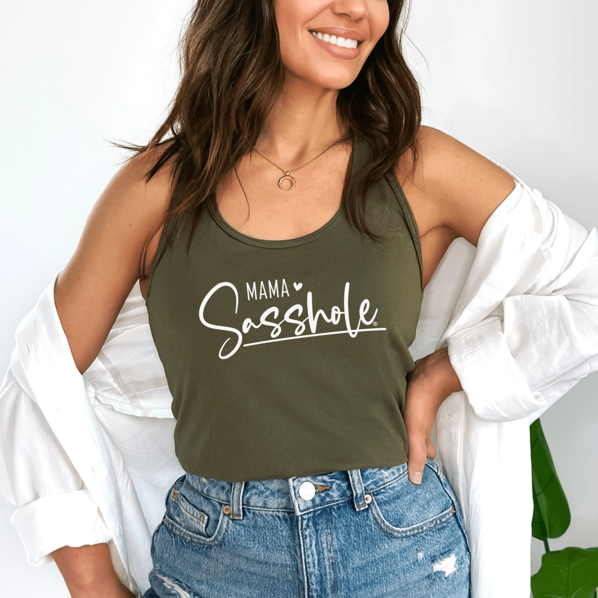 Image of Mama Sasshole® Energy – Women’s Tank Top | Funny Mom Shirt | Sasshole® - Funny Graphic Tee by Sasshole® Clothing